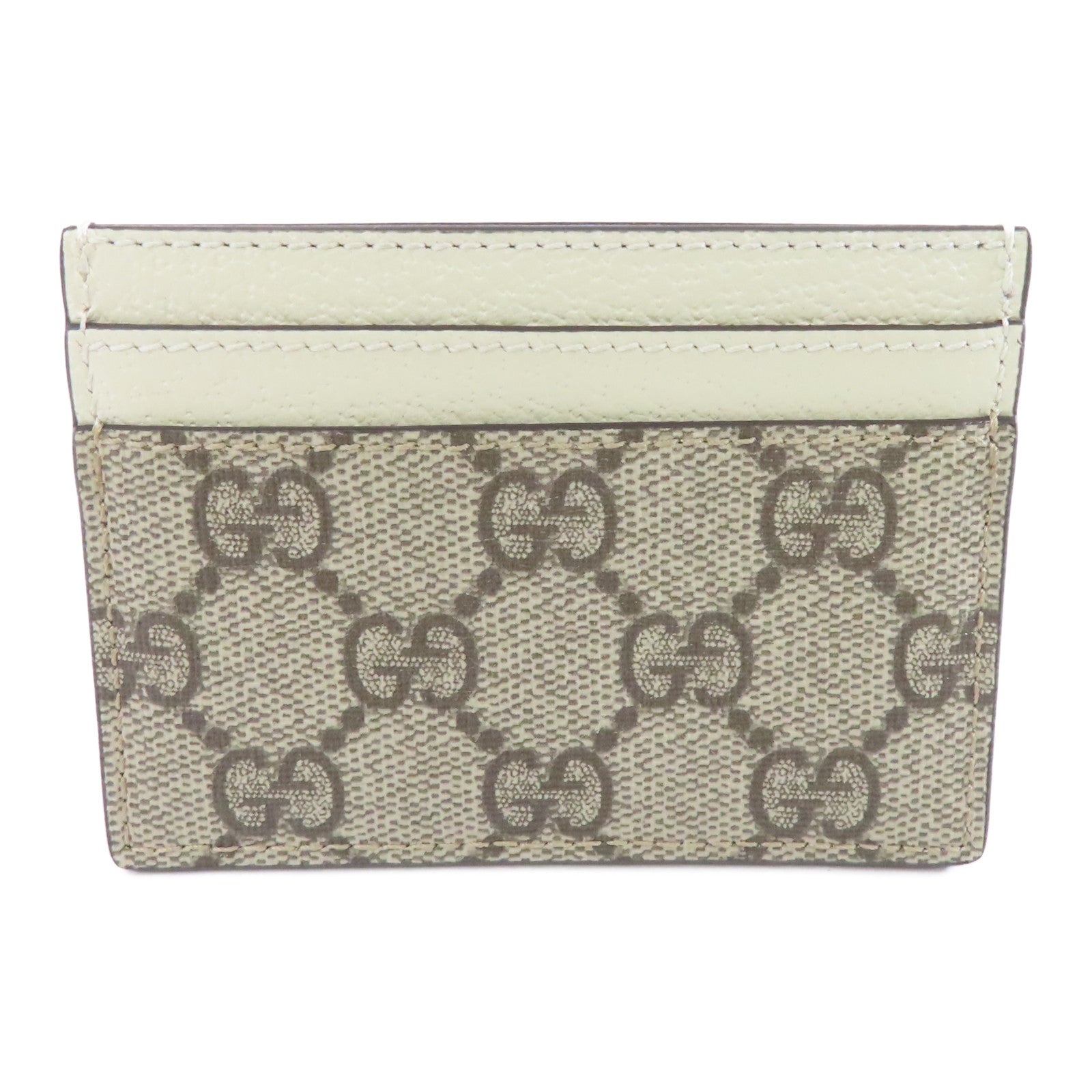 GUCCI 帆布/牛皮皮革Ophidia GG Card Case金扣卡片套白色/灰色