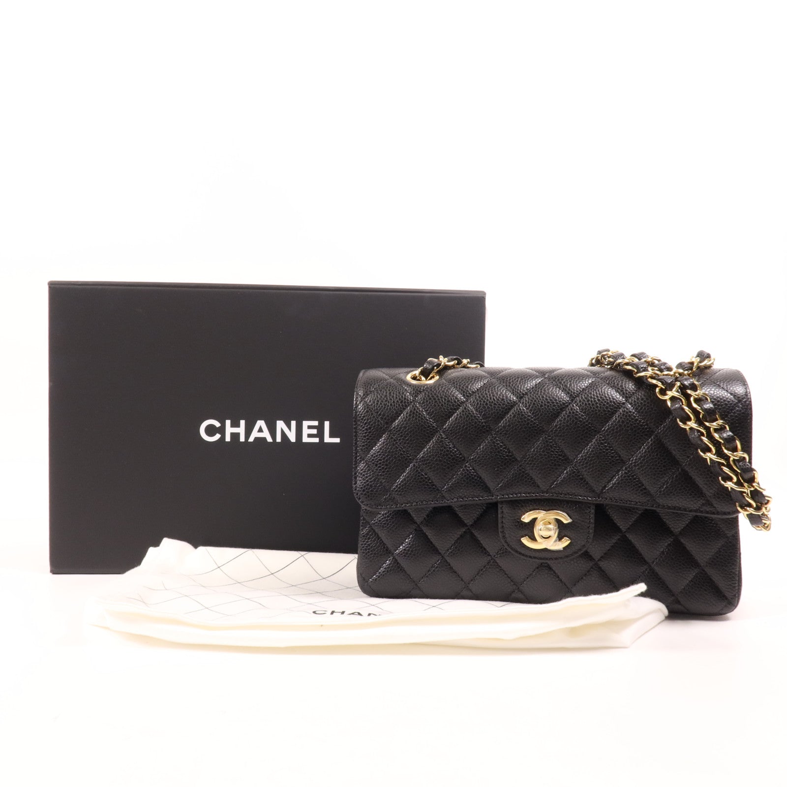 CHANEL 牛皮皮革Classic 23金扣鏈帶肩背袋
