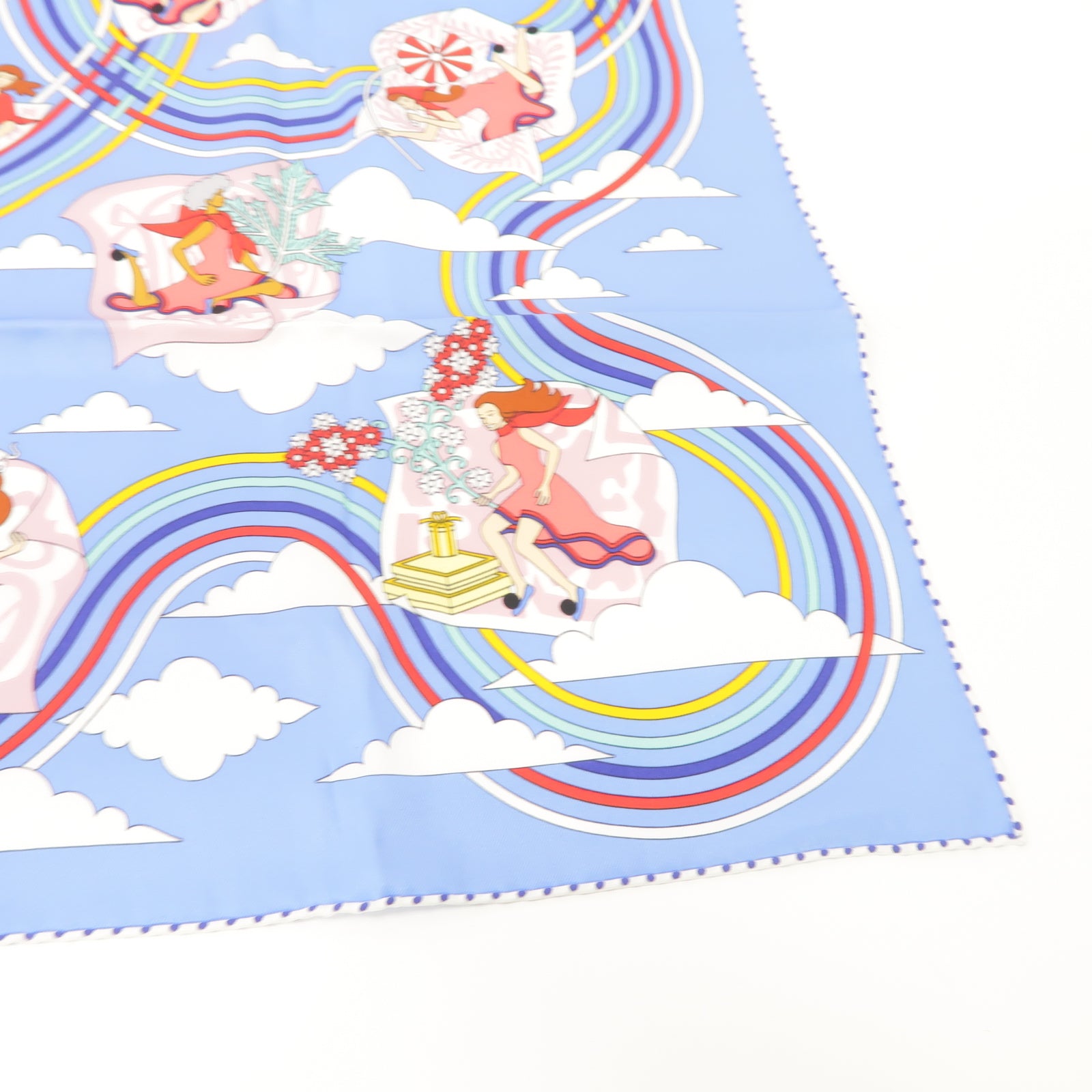 HERMES 【激減優惠】絲質Scarf絲巾淺藍色/彩色
