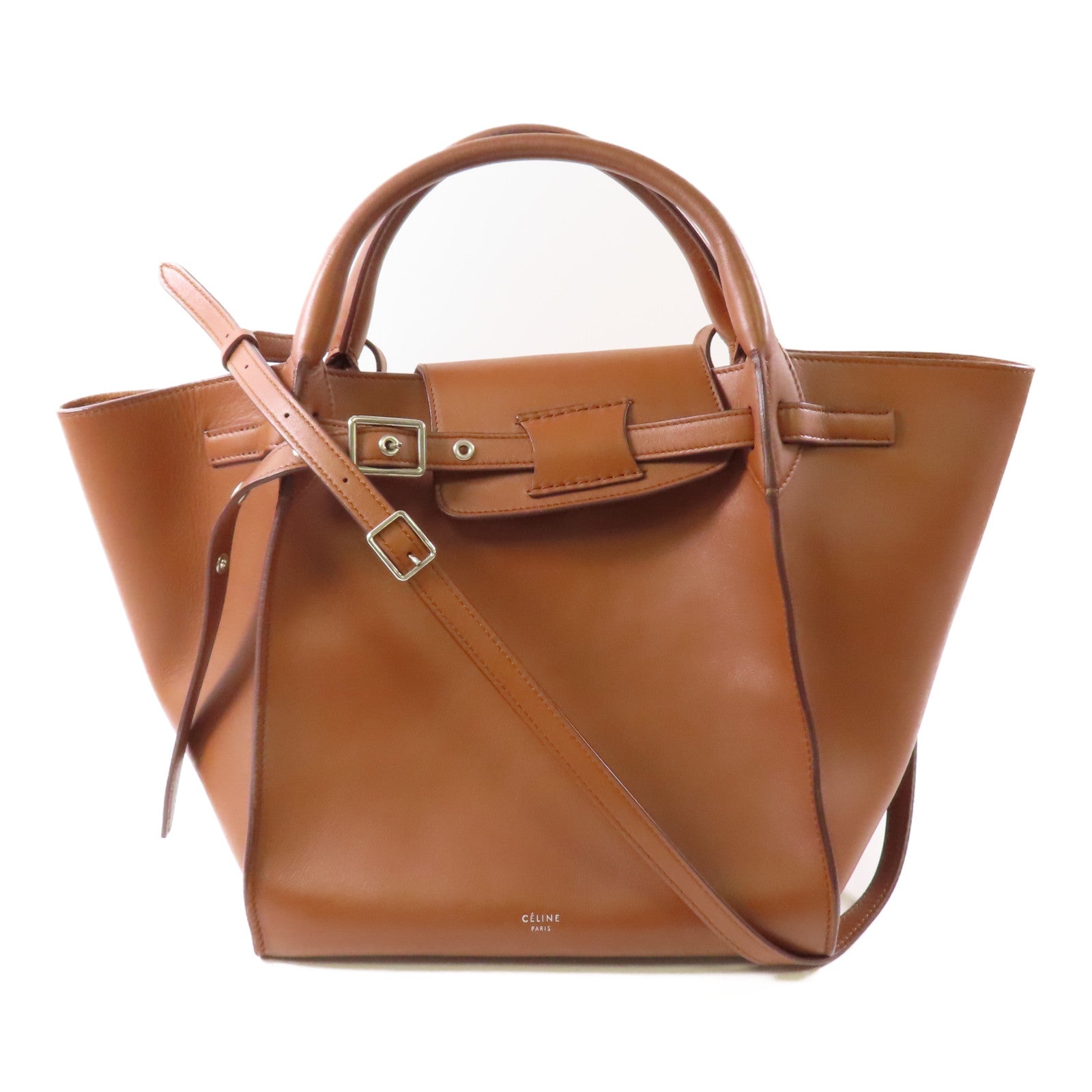 CELINE 牛皮皮革Big Bag銀扣手挽肩背兩用袋
