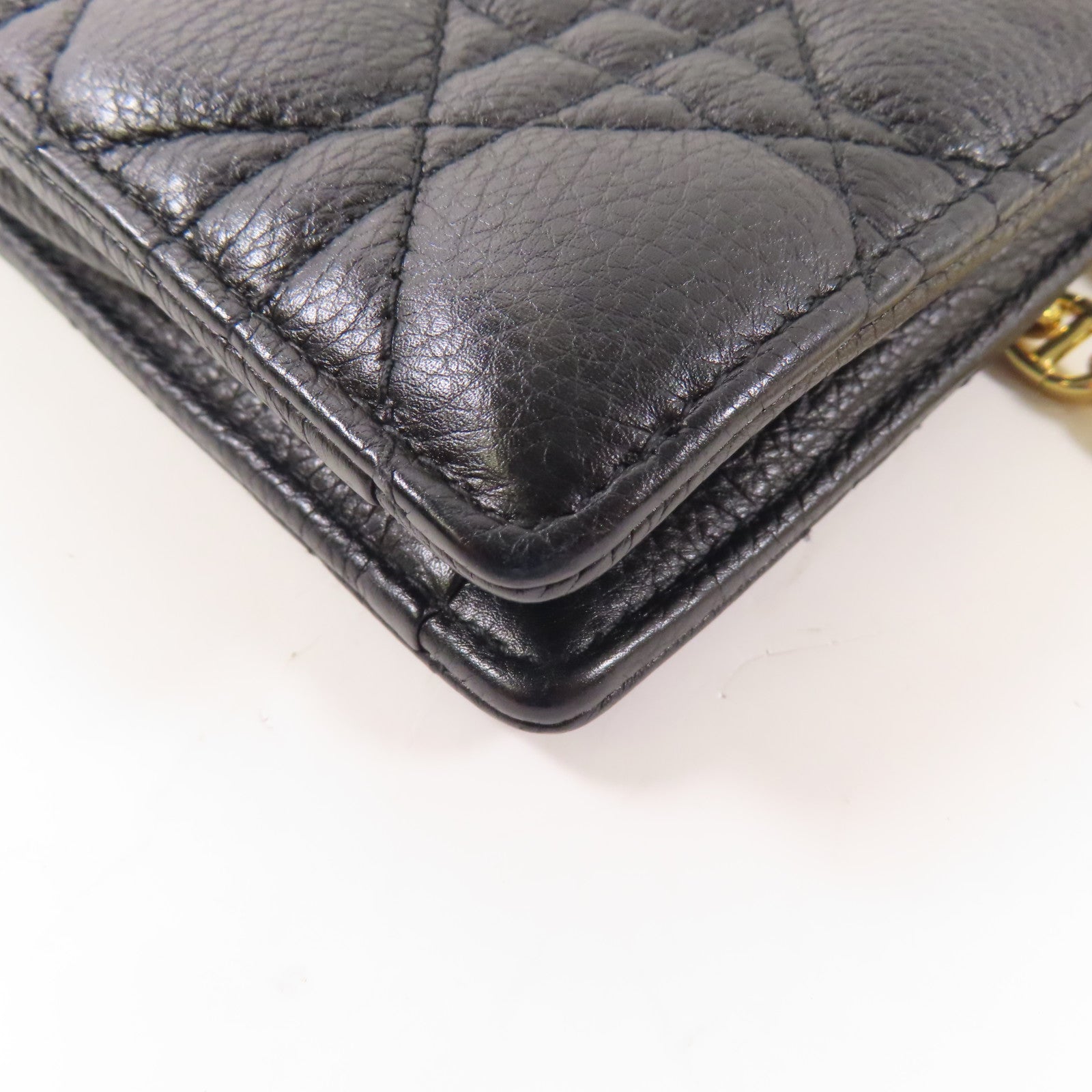 Dior 皮革Chain Shoulder金扣鏈帶肩背袋黑色