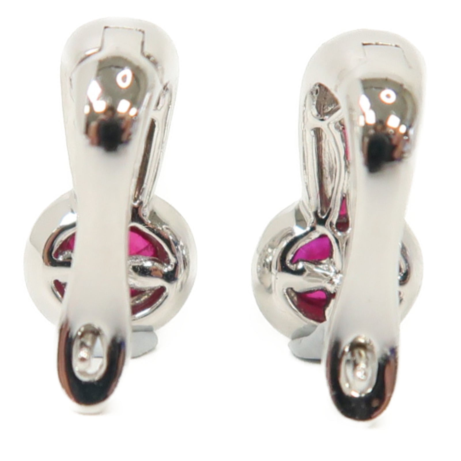 JEWELRY 18K白金Ruby Diamond Earrings 1.06ct紅寶石/0.36ct鑽石耳環銀色