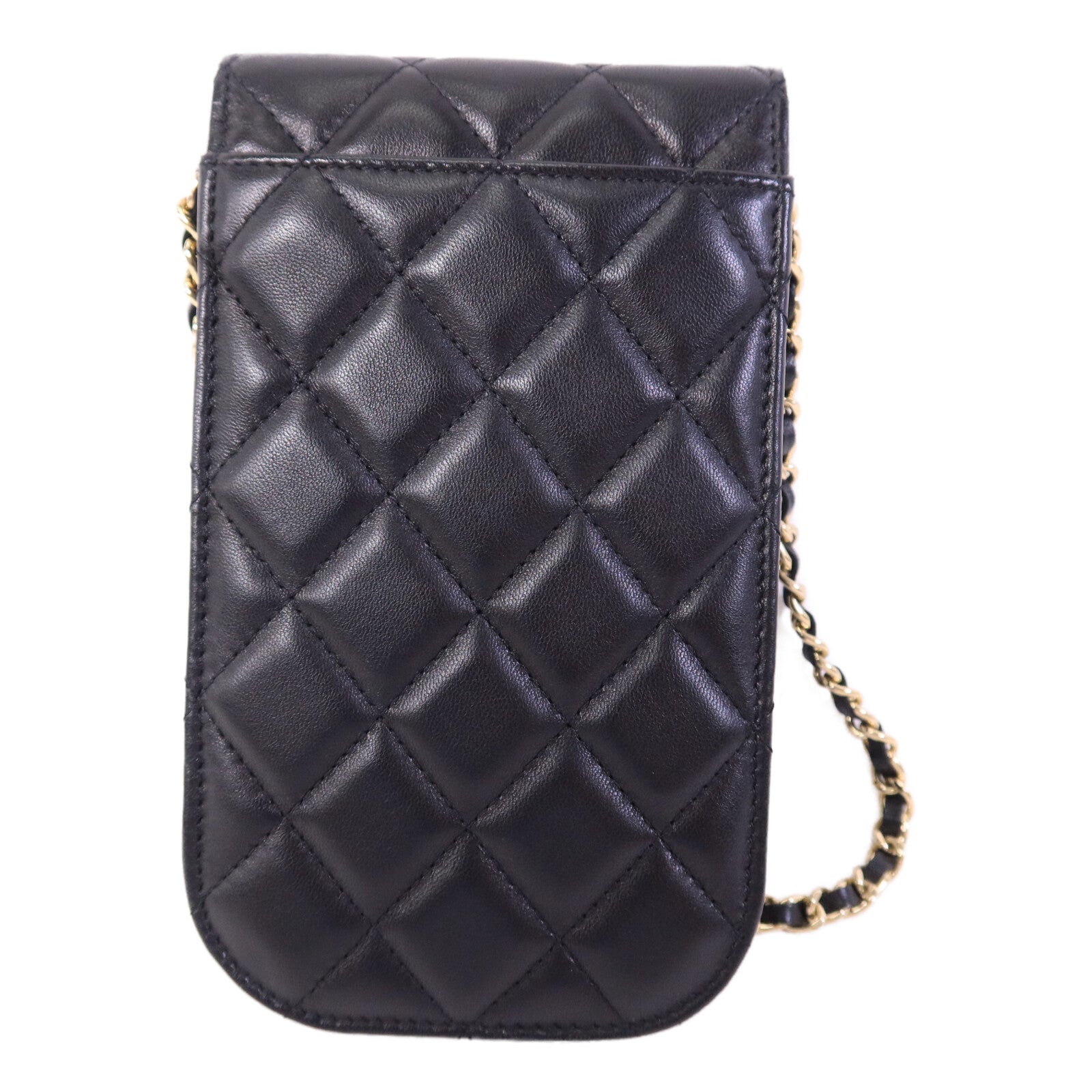 CHANEL 羊皮皮革Vanity Phone Holder鏈帶肩背袋
