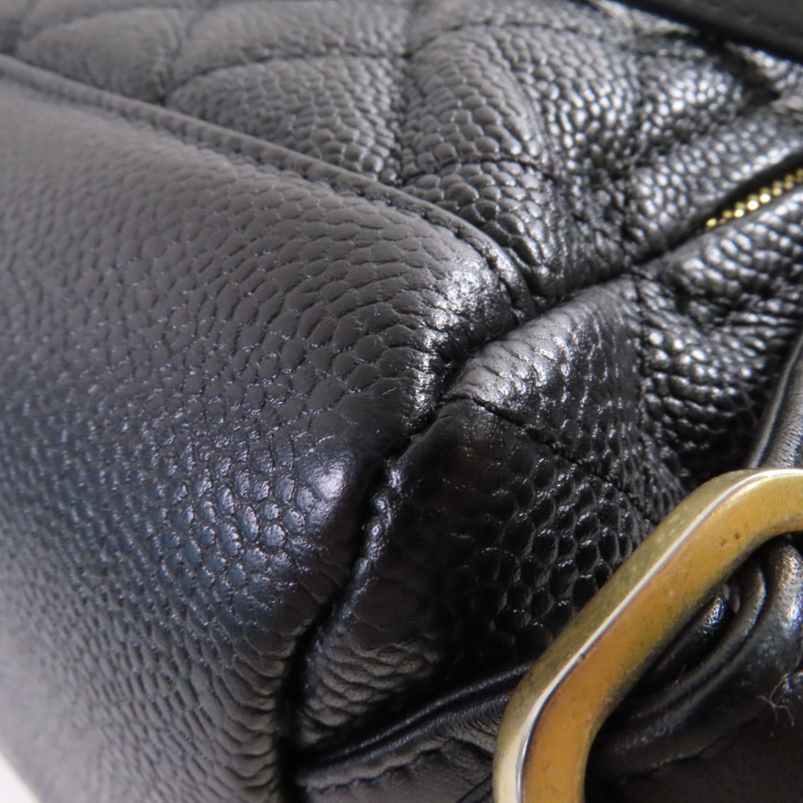CHANEL 菱格Caviar皮革Backpack金扣背包黑色