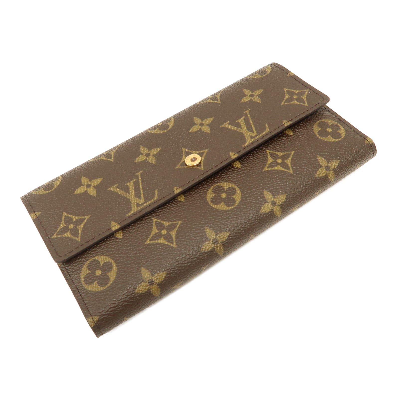 LOUIS VUITTON Monogram Long Wallet金扣長錢包啡色