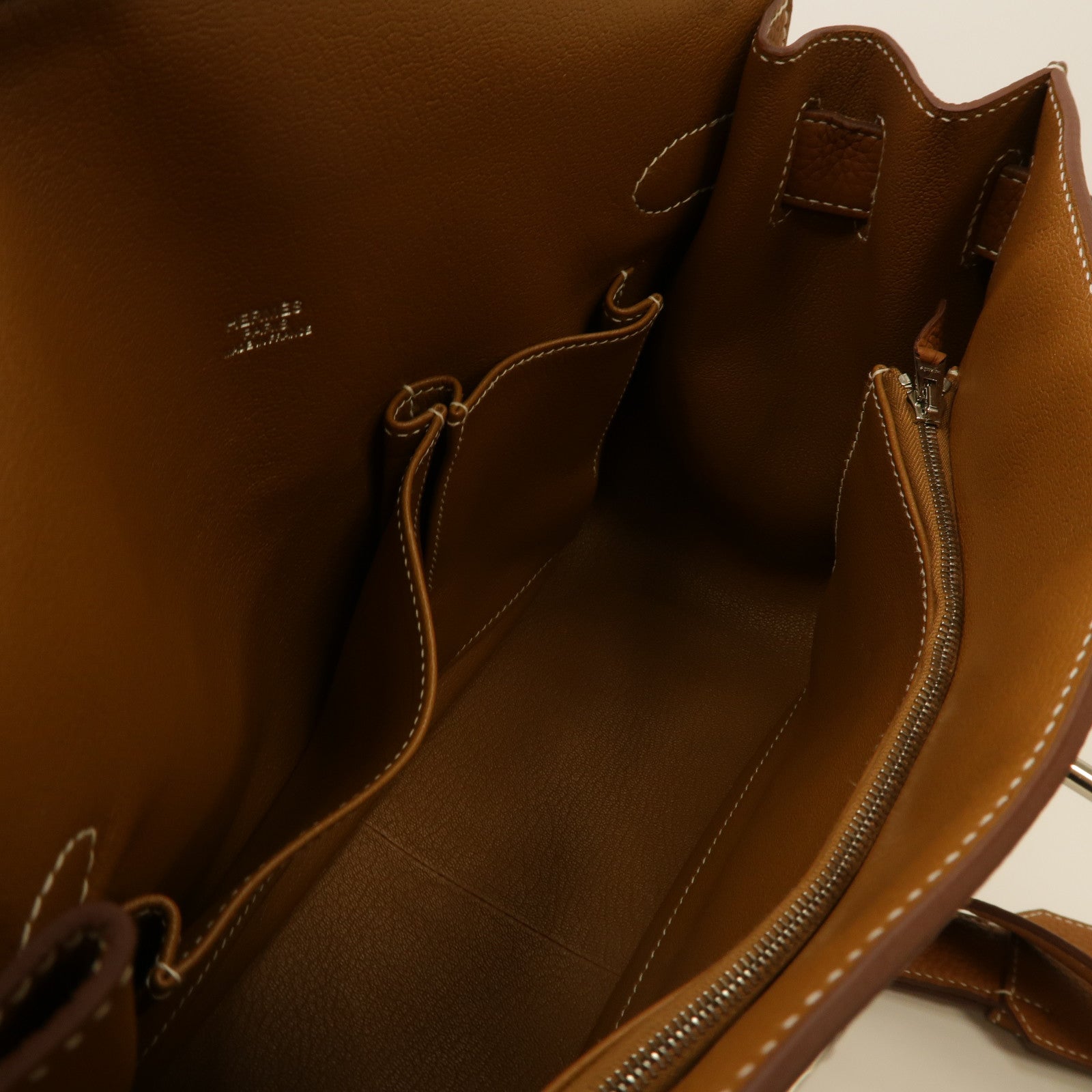 HERMES Clemence皮革Jypsiere 31銀扣肩背袋經典駝色