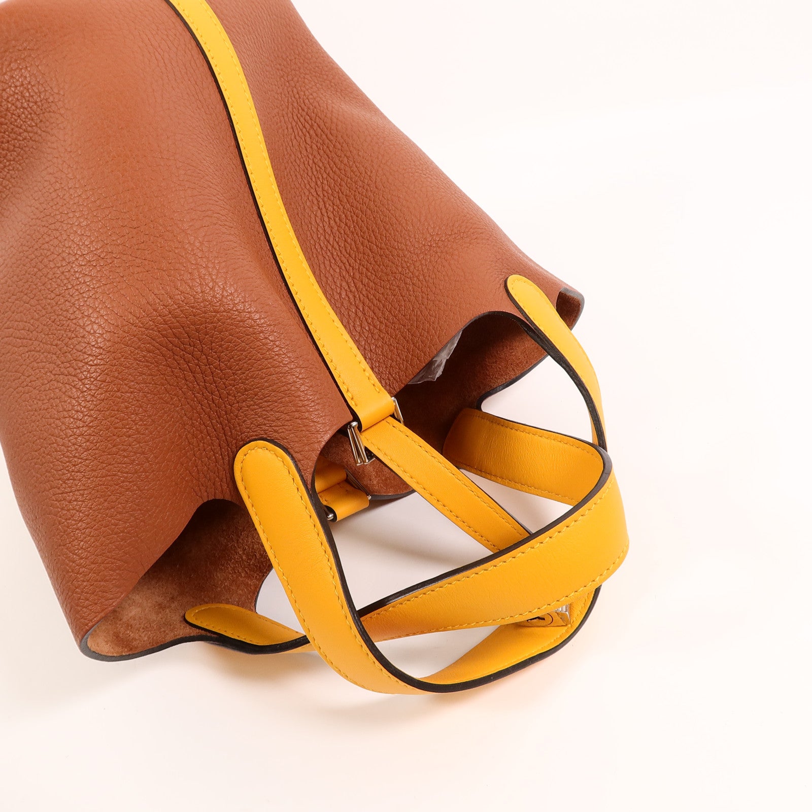 HERMES Clemence皮革Picotin PM手挽袋Cuivre/Jaune d'Or