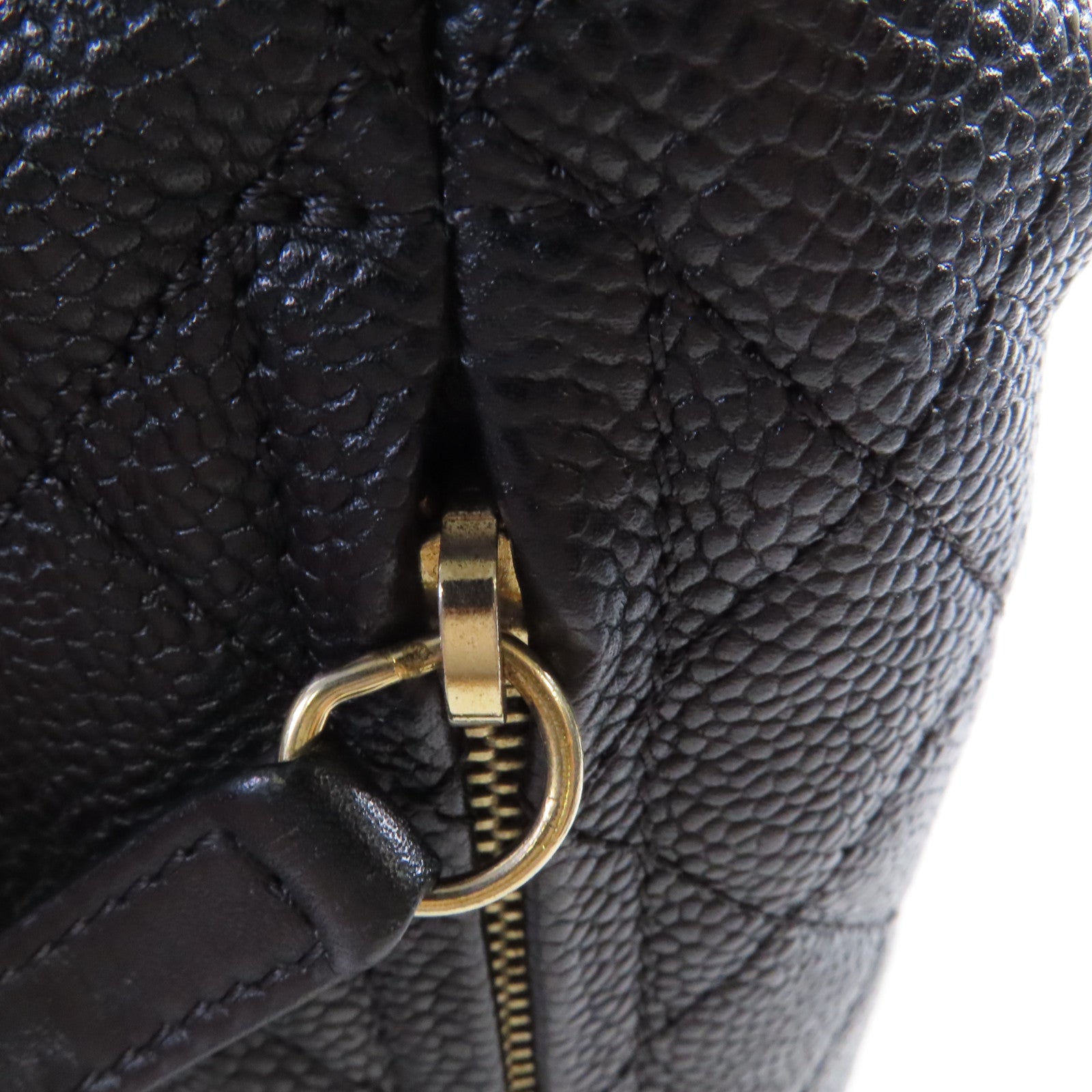 CHANEL 菱格Caviar皮革Backpack金扣背包黑色