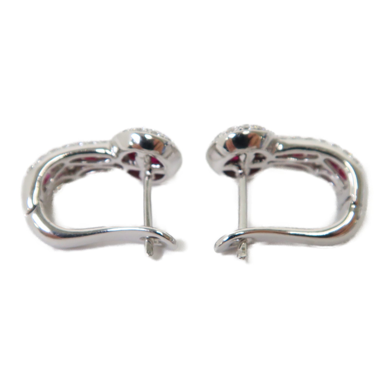 JEWELRY 18K白金Ruby Diamond Earrings 1.06ct紅寶石/0.36ct鑽石耳環銀色
