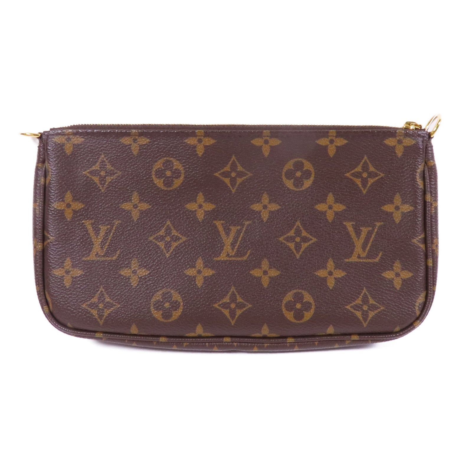 LOUIS VUITTON Monogram Multi Pochette Accessoires金扣手挽肩背兩用袋棕色
