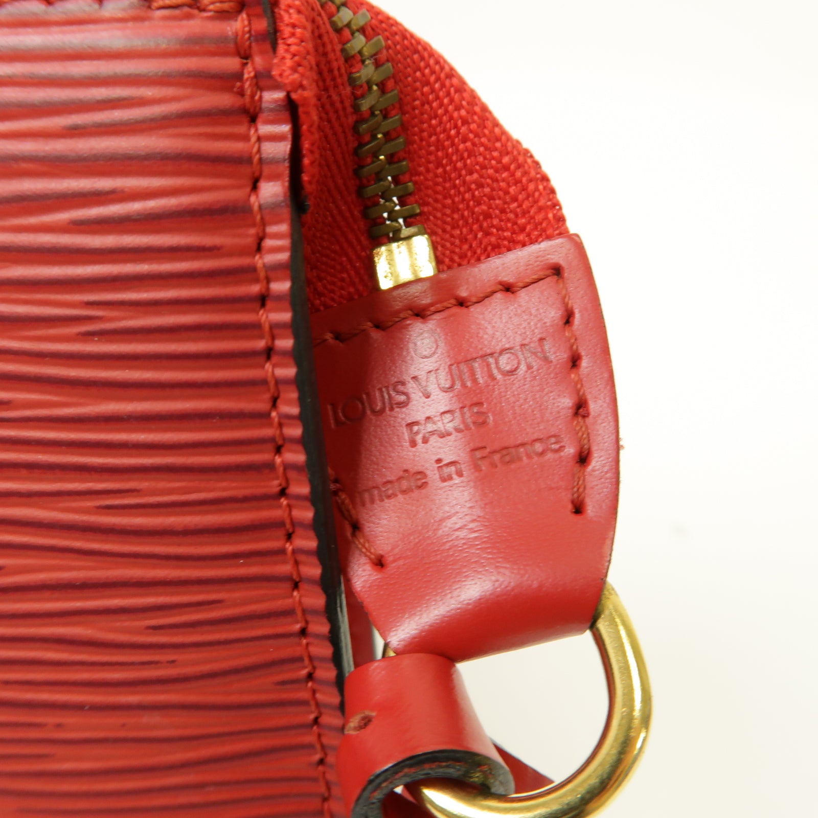 LOUIS VUITTON 【激減優惠】Epi Pochette Accessories金扣手挽袋紅色
