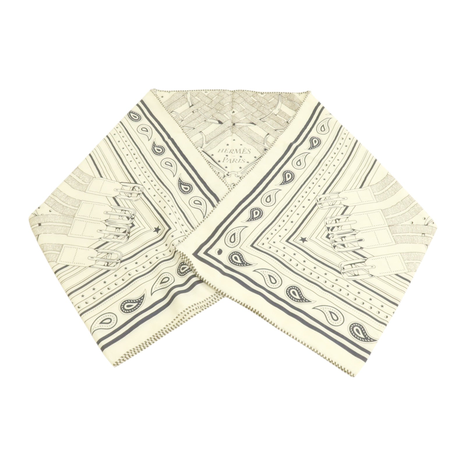 HERMES 羊絨/絲質Tatouages Marins Bandana Shawl 140x140cm絲巾