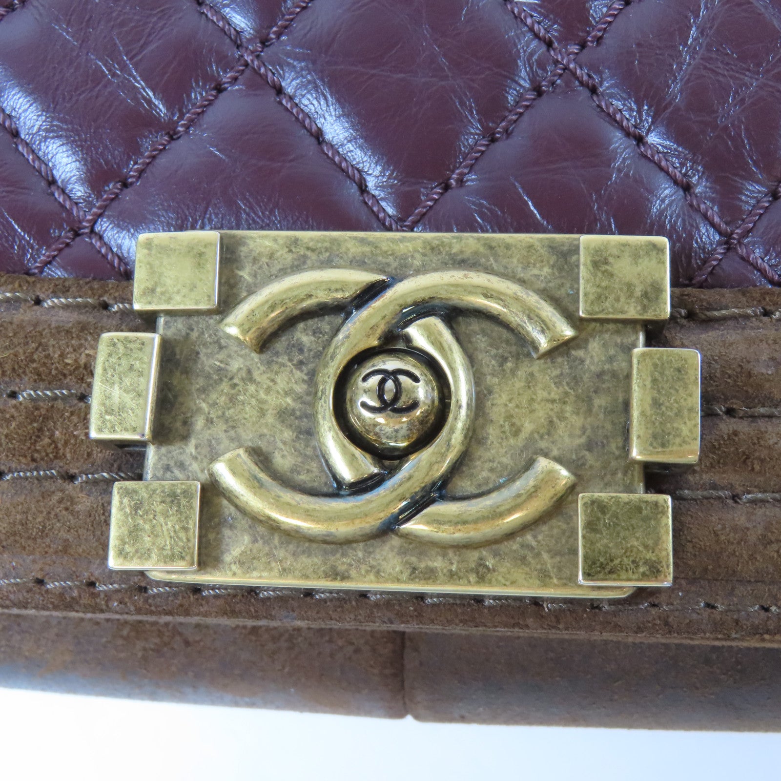 CHANEL 【激減優惠】菱格Caviar皮革Boy 30CM金扣鏈帶肩背袋紅色/啡色