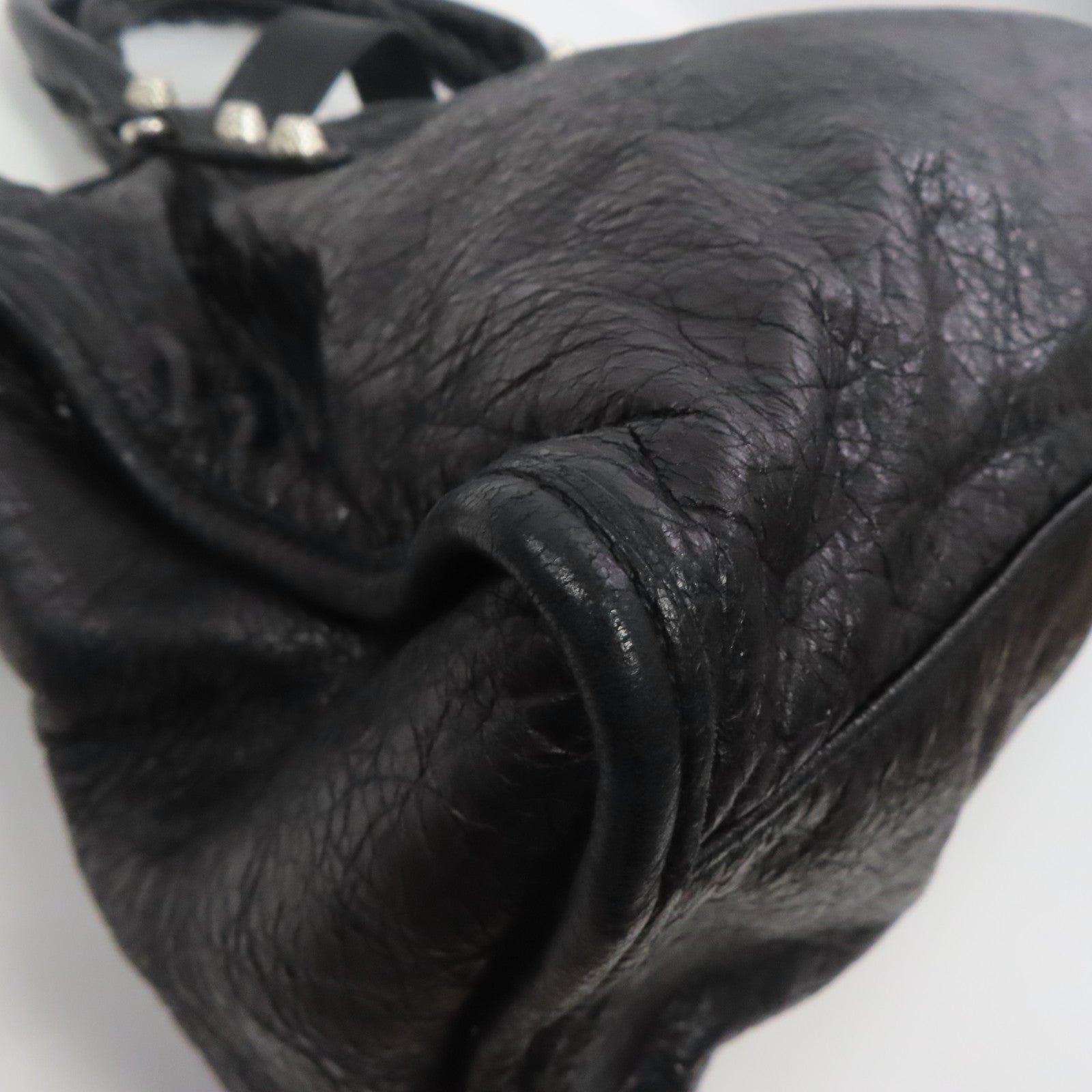 BALENCIAGA 牛皮皮革Giant City Bag銀扣手挽肩背兩用袋黑色