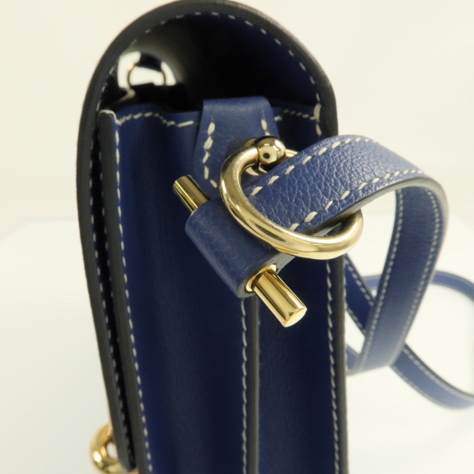 HERMES Evercolor皮革Roulis 23金扣肩背袋Bleu Brighton