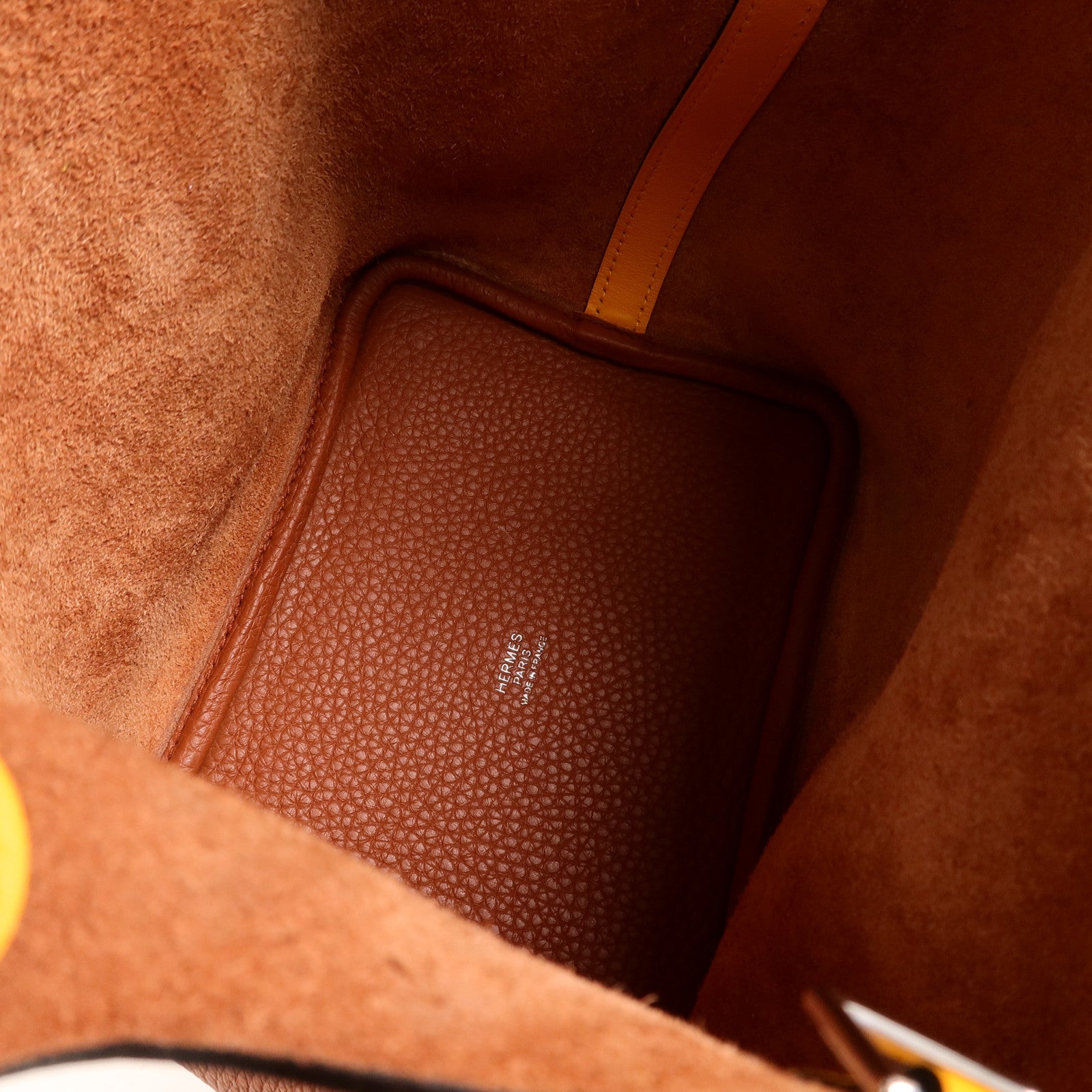 HERMES Clemence皮革Picotin PM手挽袋Cuivre/Jaune d'Or