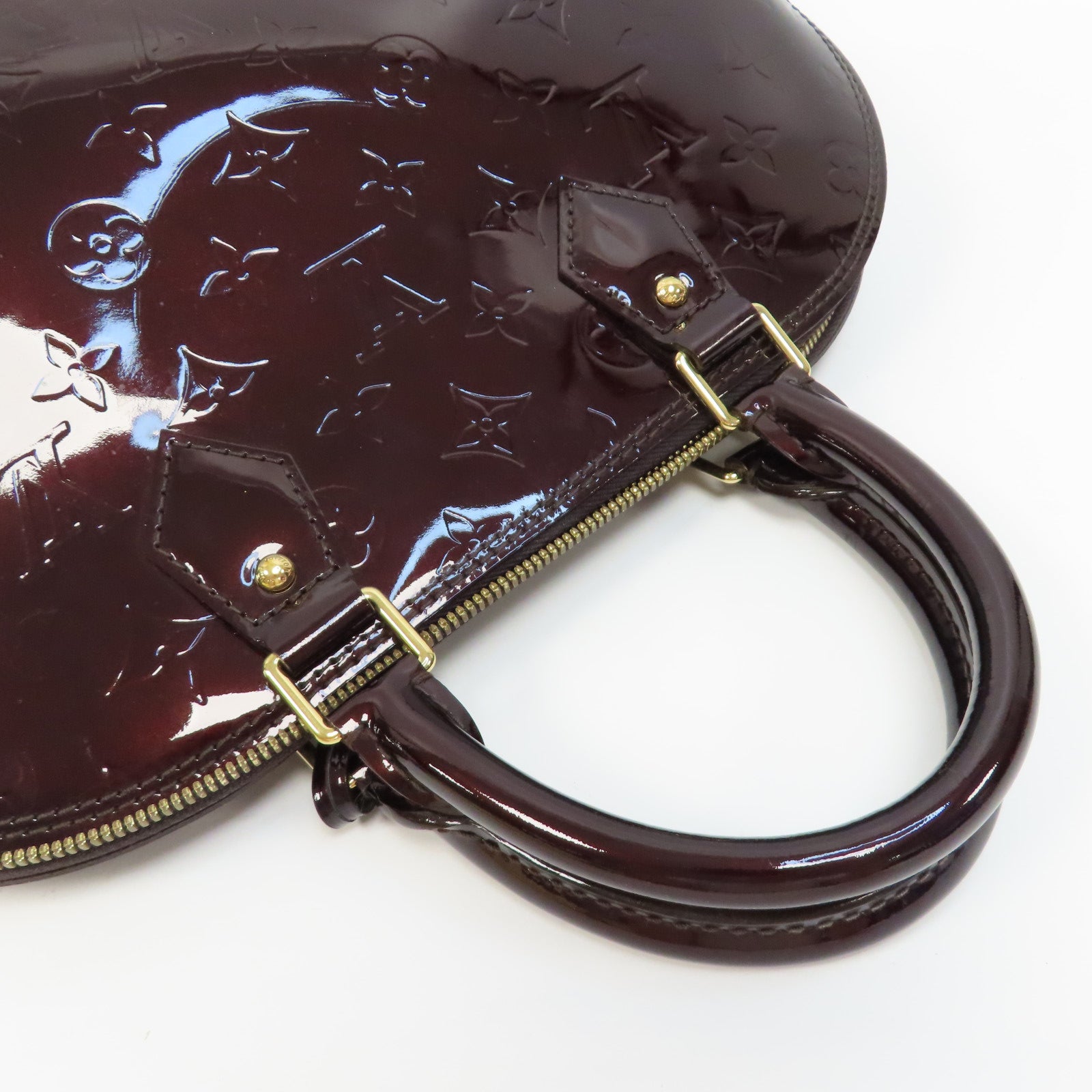 LOUIS VUITTON Vernis Alma PM金扣手挽袋酒紅色