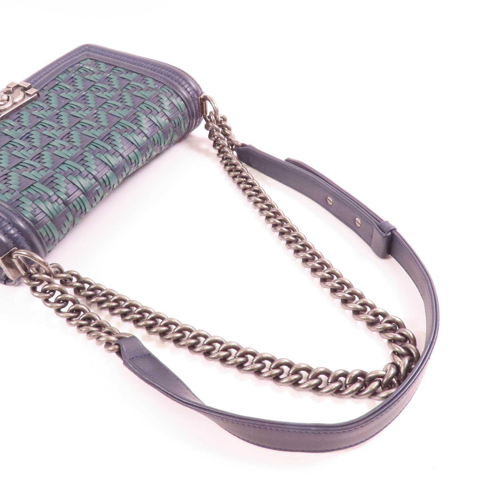 CHANEL 【激減優惠】牛皮皮革Boy 25銀扣鏈帶肩背袋