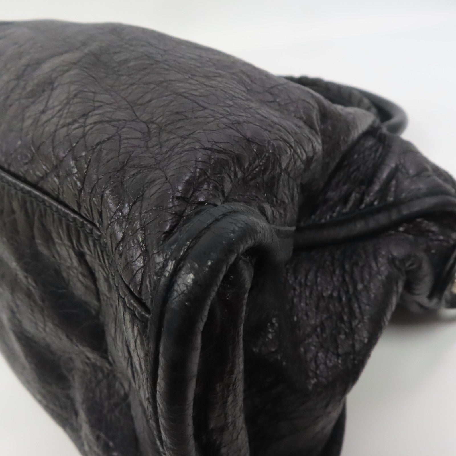 BALENCIAGA 牛皮皮革Giant City Bag銀扣手挽肩背兩用袋黑色