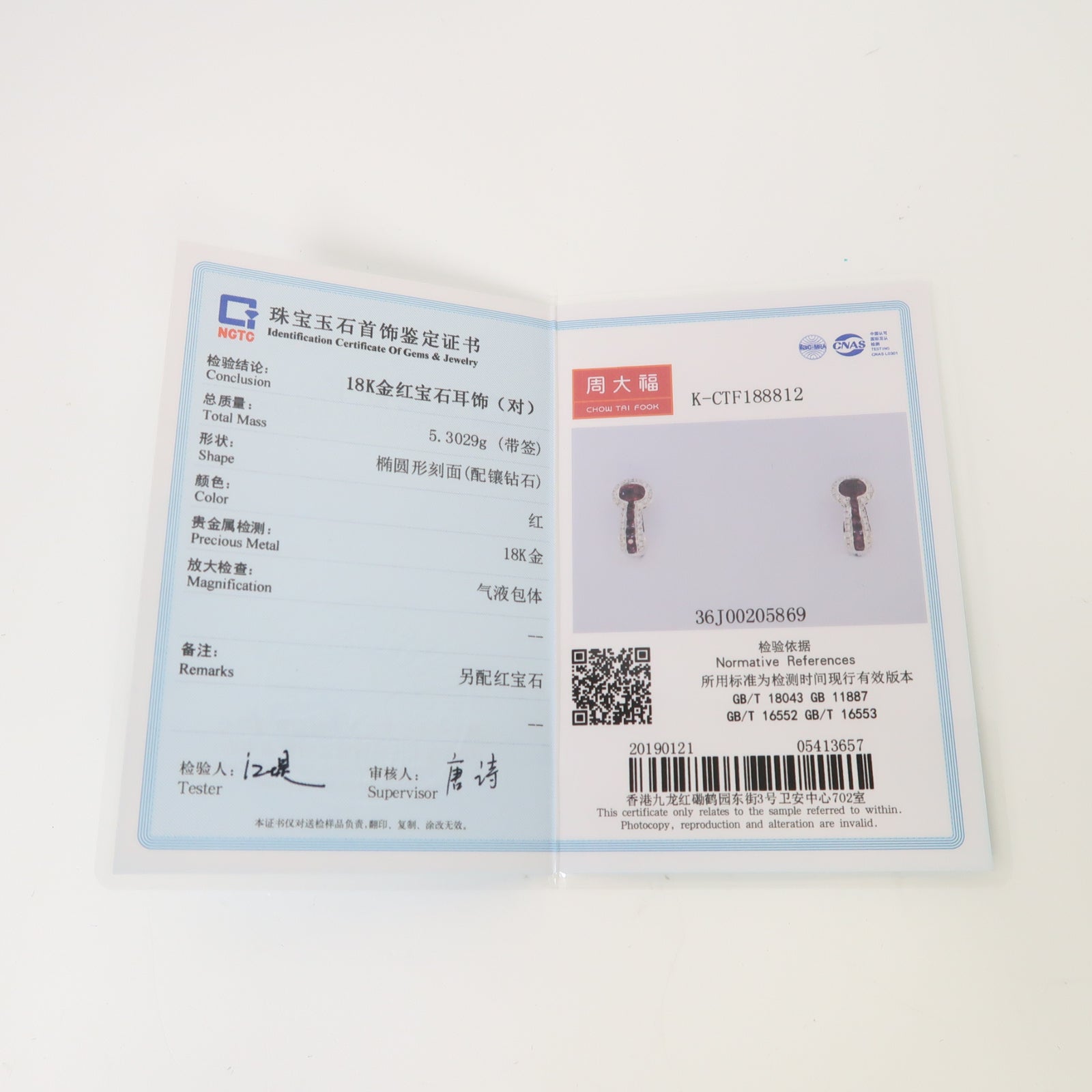 JEWELRY 18K白金Ruby Diamond Earrings 1.06ct紅寶石/0.36ct鑽石耳環銀色