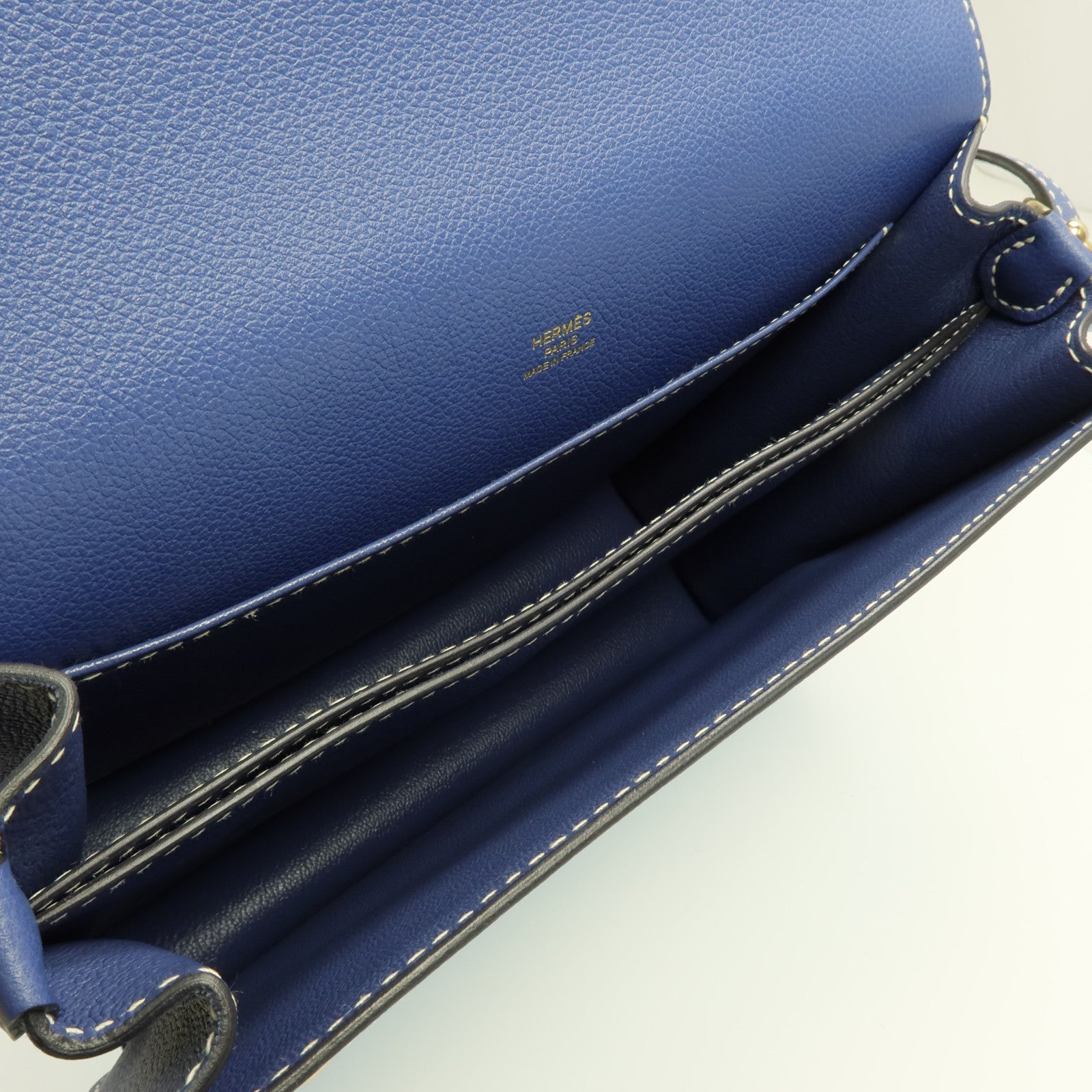 HERMES Evercolor皮革Roulis 23金扣肩背袋Bleu Brighton