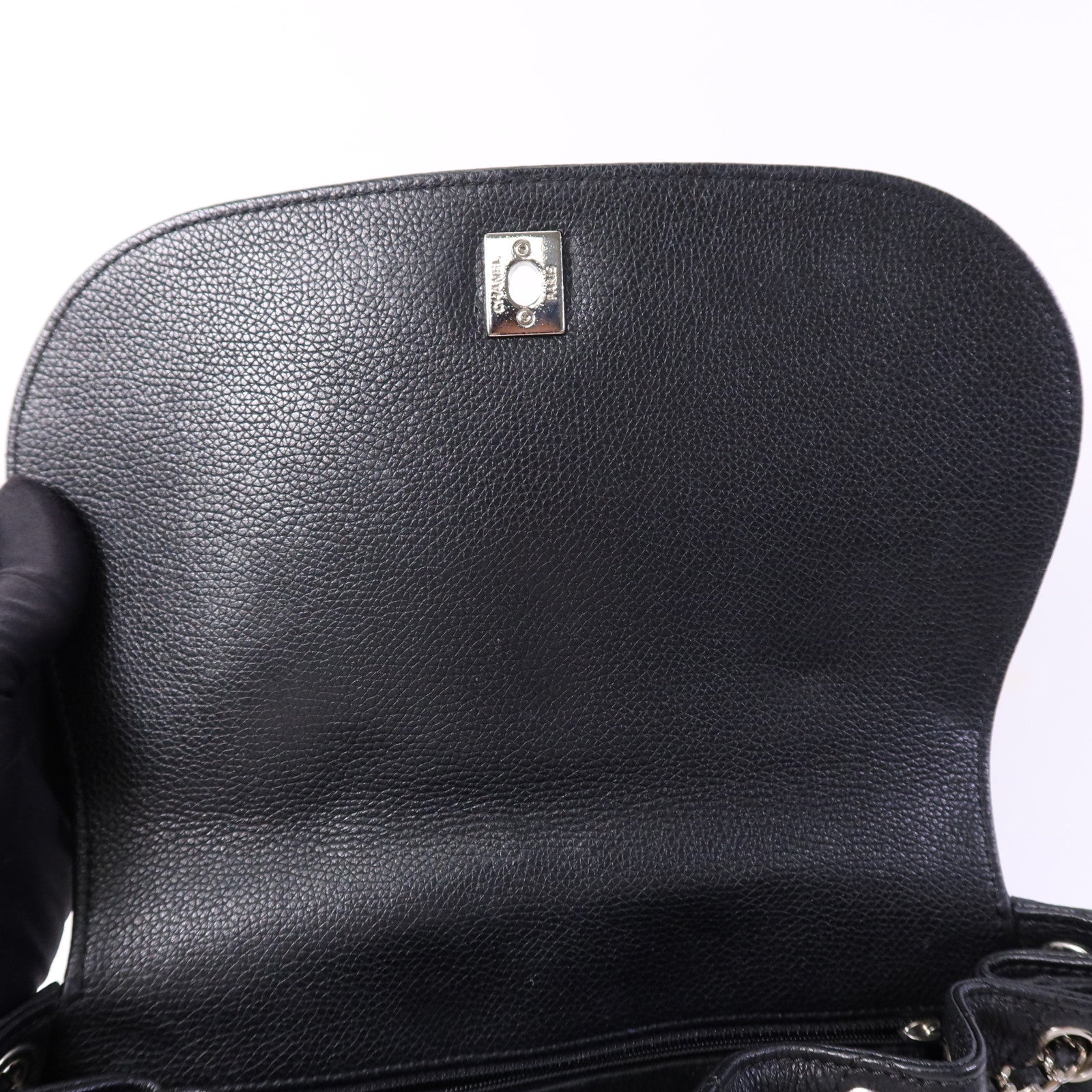 CHANEL 牛皮皮革Shoulder Bag銀扣鏈帶肩背袋