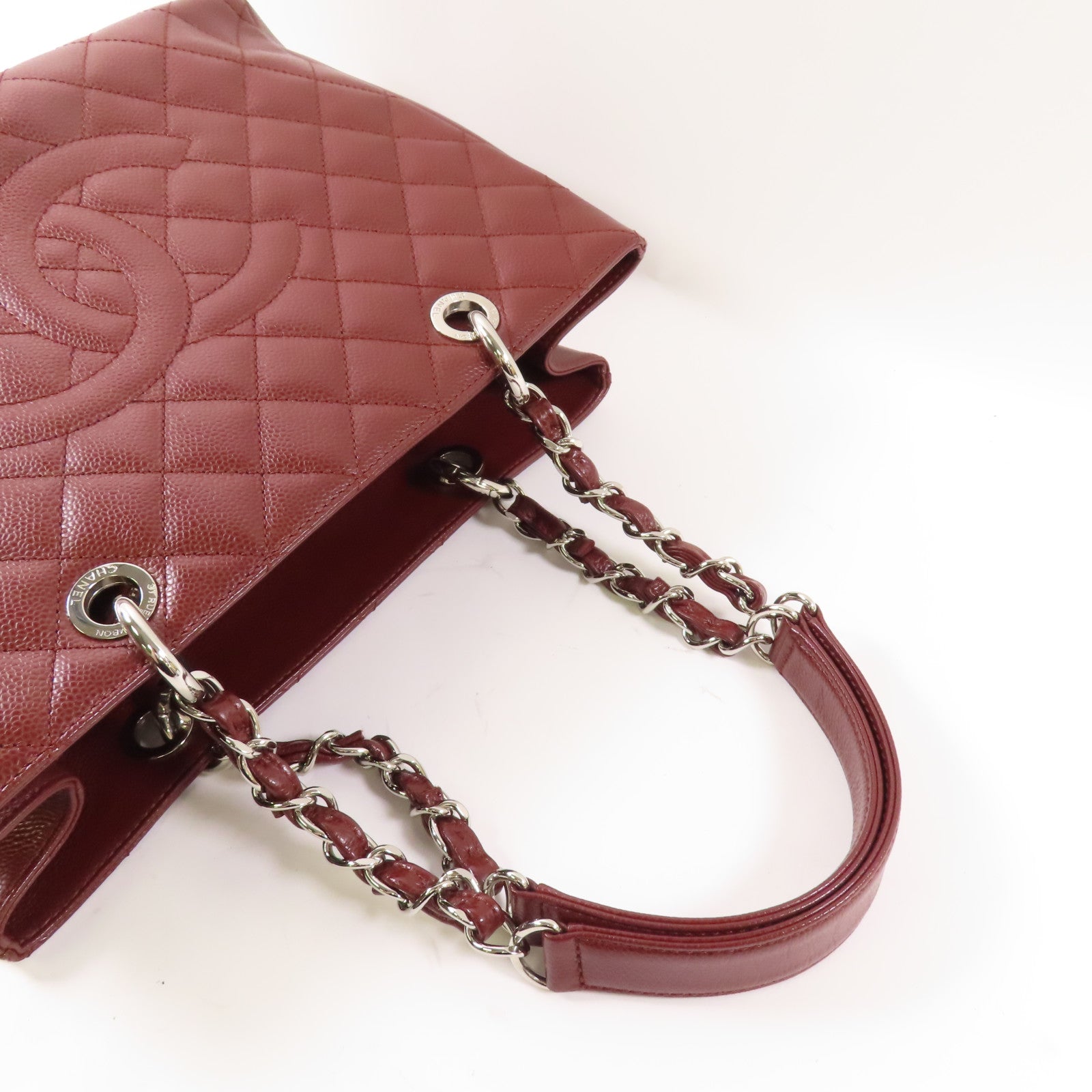 CHANEL 牛皮皮革Grand Shopping Tote Bag GST銀扣肩背袋