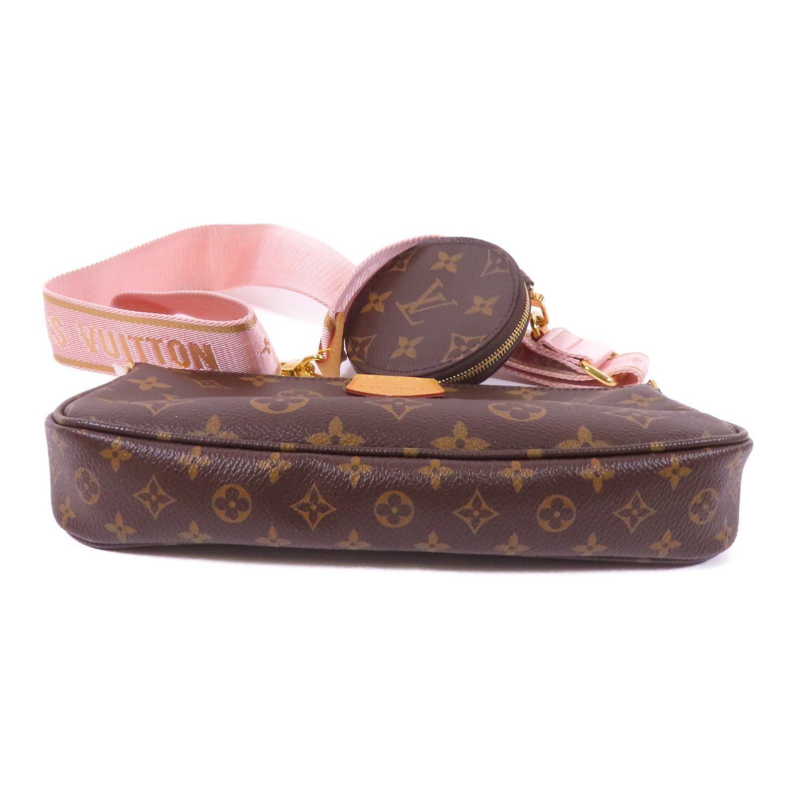 LOUIS VUITTON Monogram Multi Pochette Accessoires金扣手挽肩背兩用袋棕色