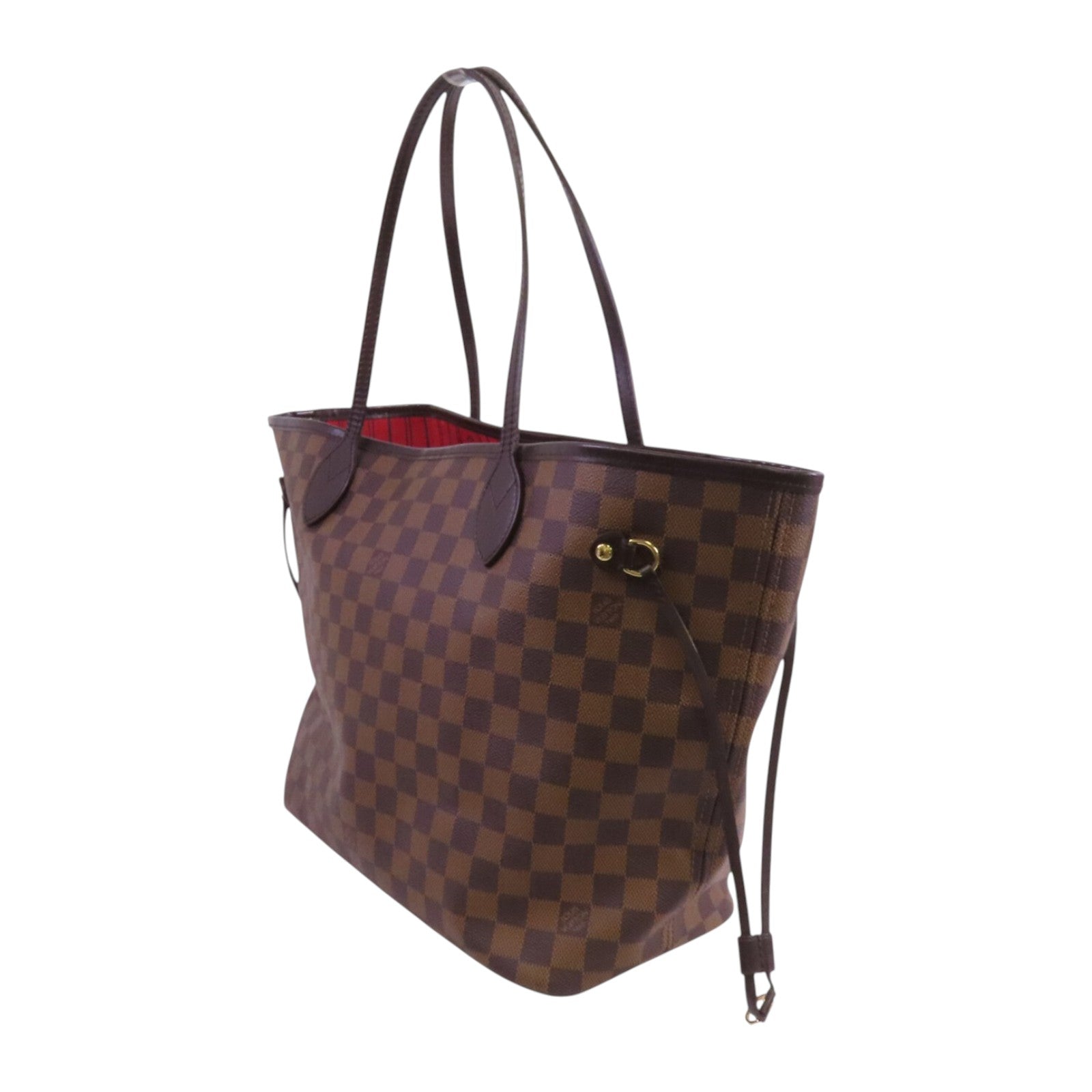 LOUIS VUITTON Damier Ebene Neverfull MM金扣肩背袋
