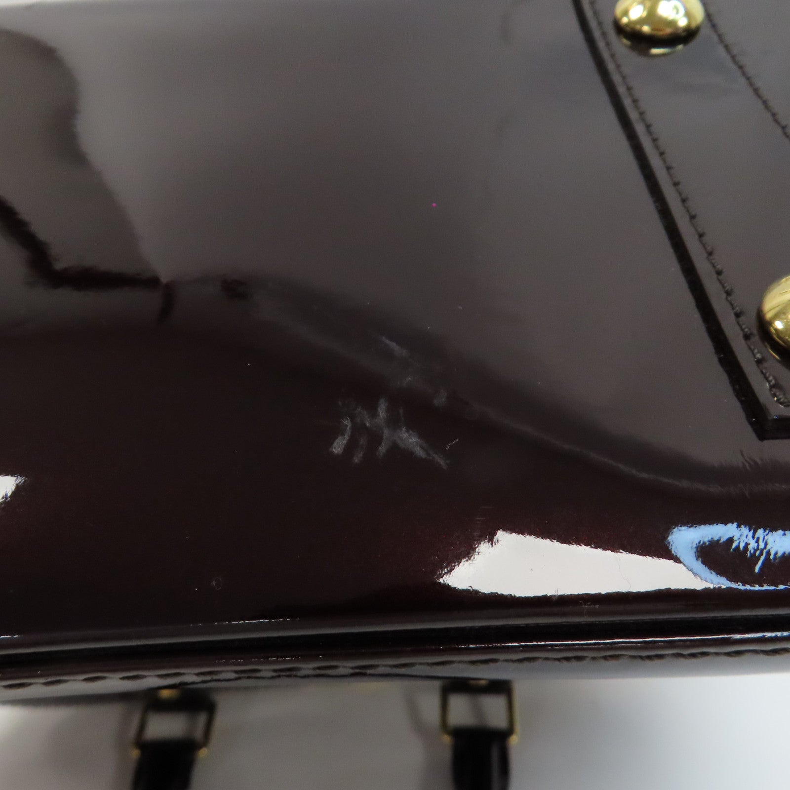 LOUIS VUITTON Vernis Alma PM金扣手挽袋酒紅色