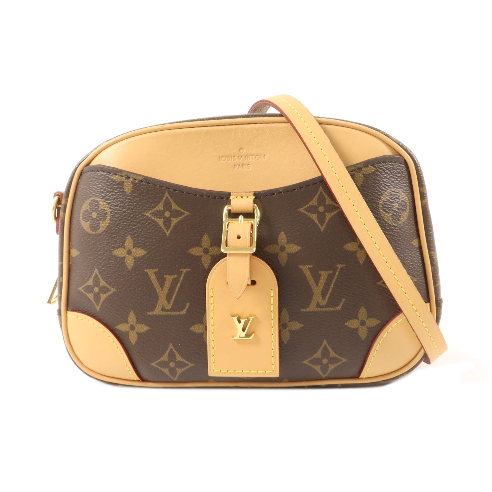LOUIS VUITTON Monogram Deauville Mini金扣肩背袋棕色
