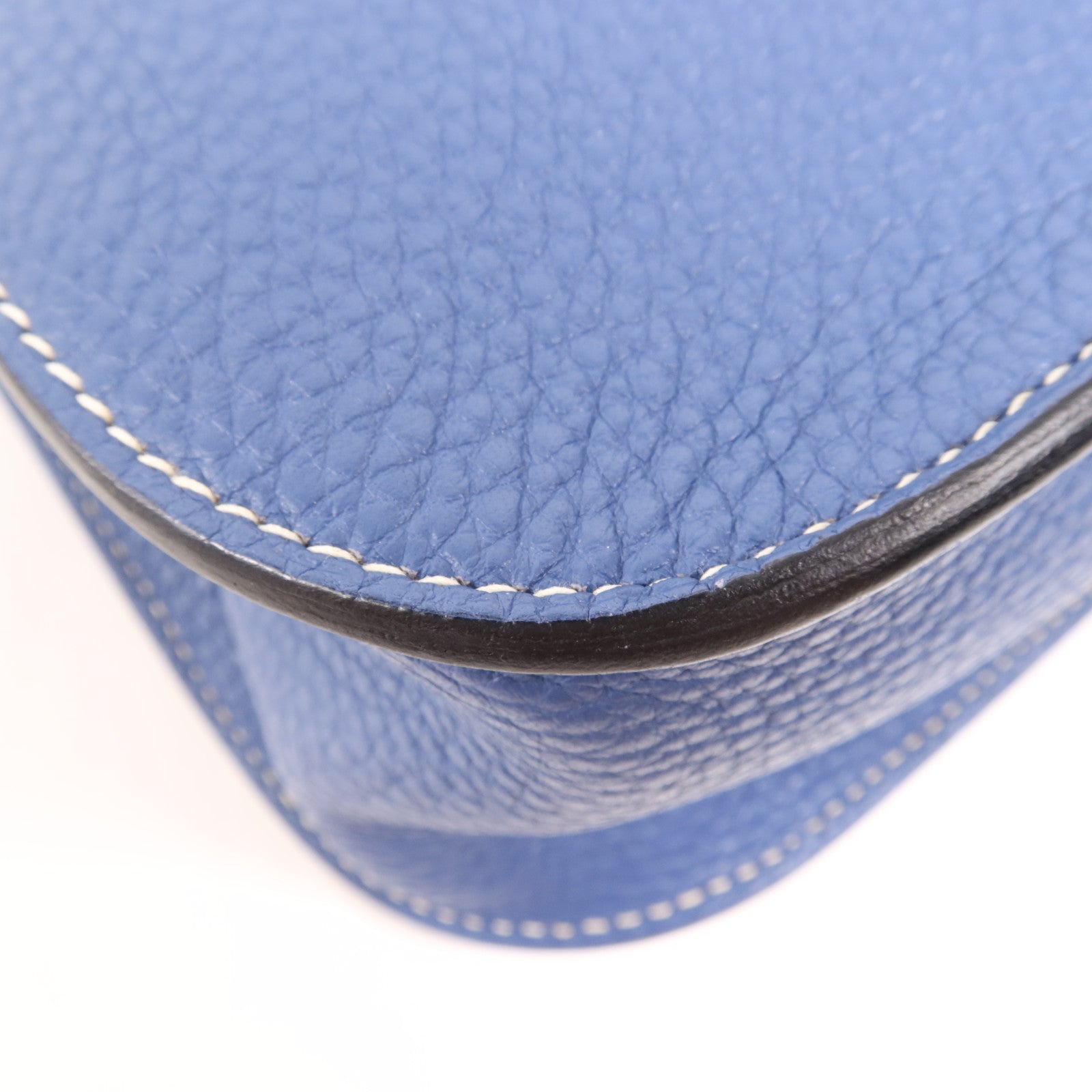 HERMES Clemence皮革 Halzan 31銀扣手挽肩背兩用袋Bleu Agat