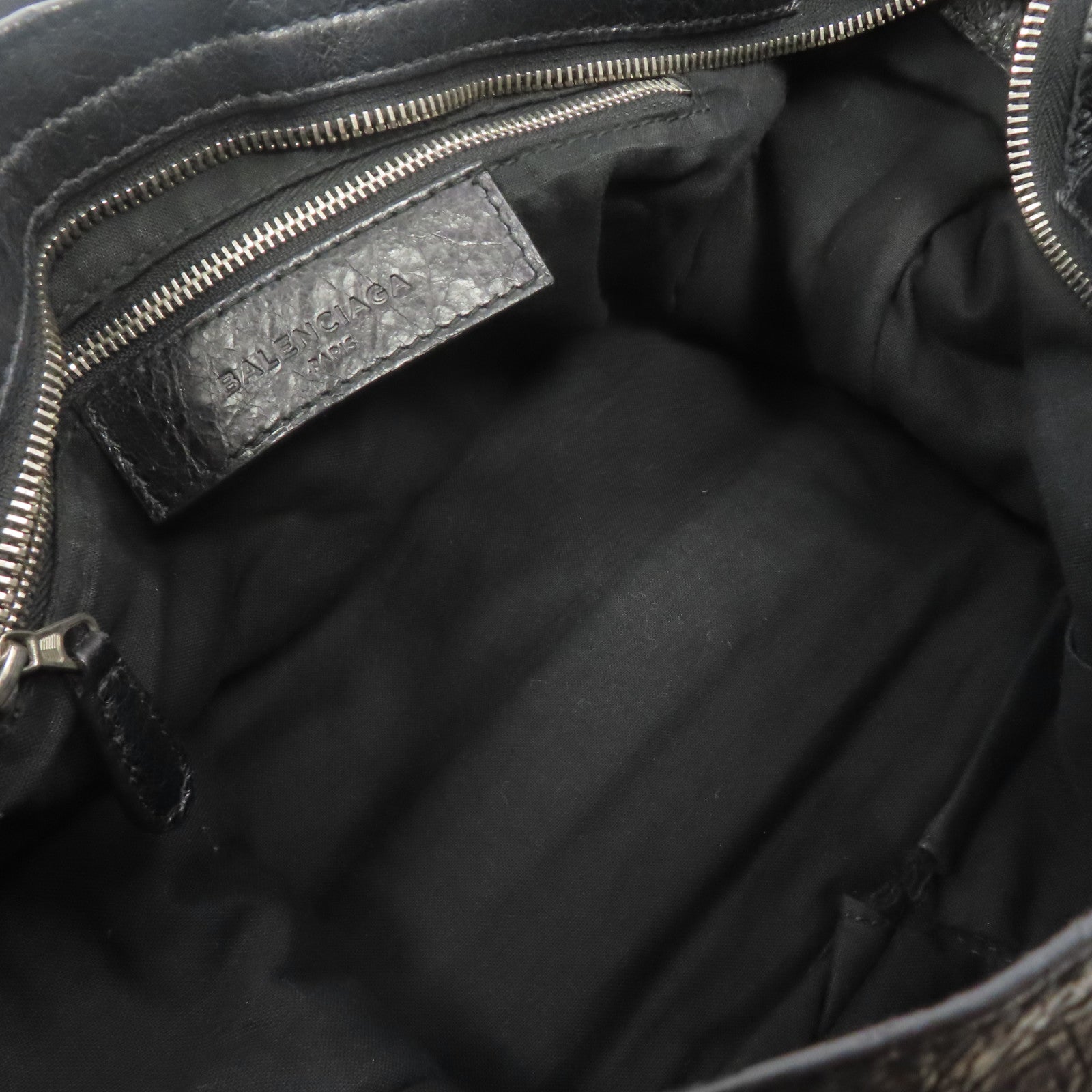 BALENCIAGA 牛皮皮革Giant City Bag銀扣手挽肩背兩用袋黑色