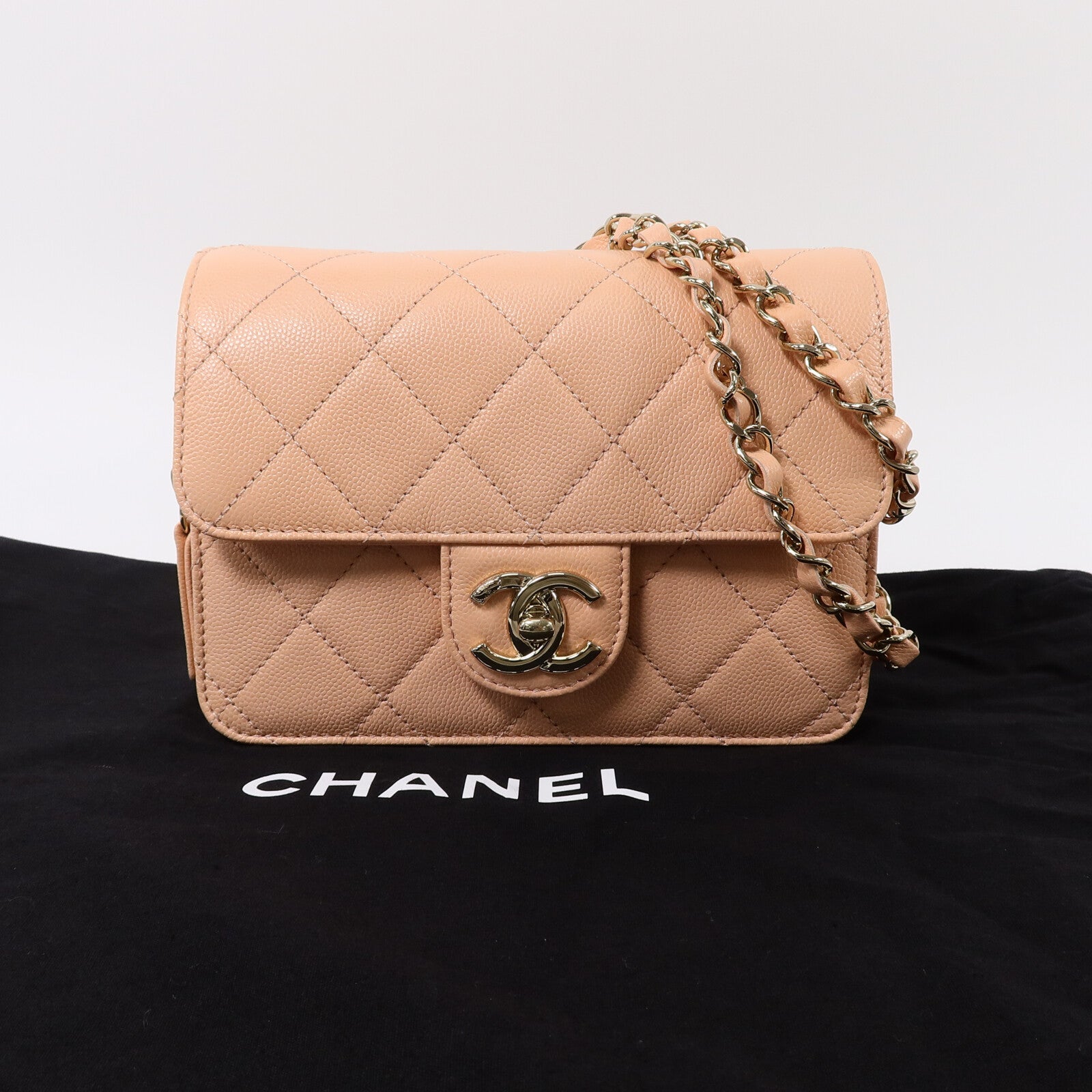 CHANEL 牛皮皮革Mini Flap Bag鏈帶肩背袋