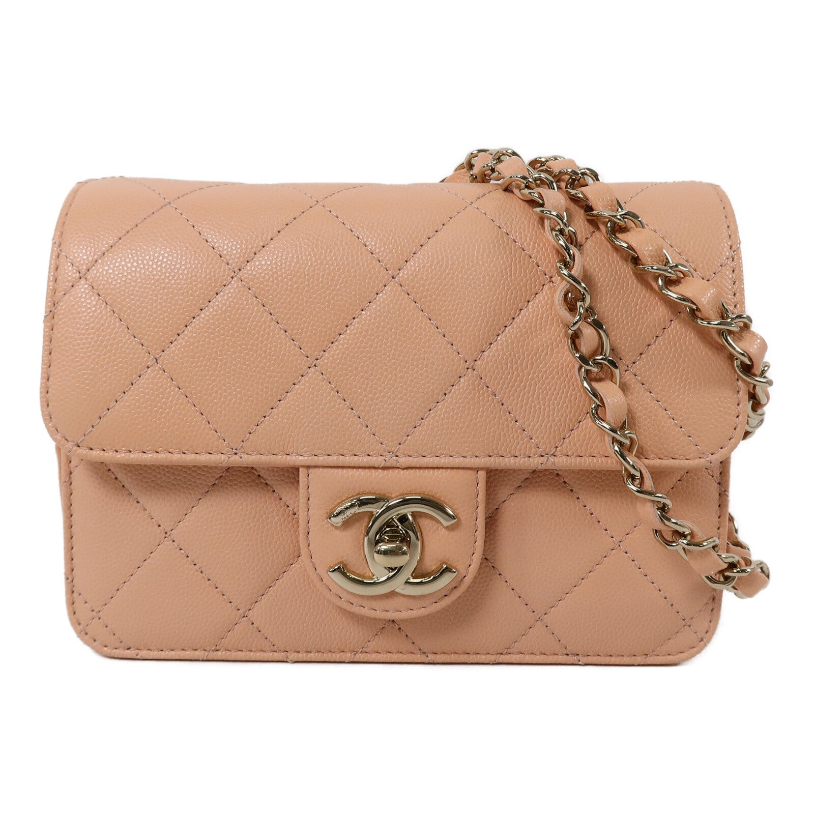CHANEL 牛皮皮革Mini Flap Bag鏈帶肩背袋