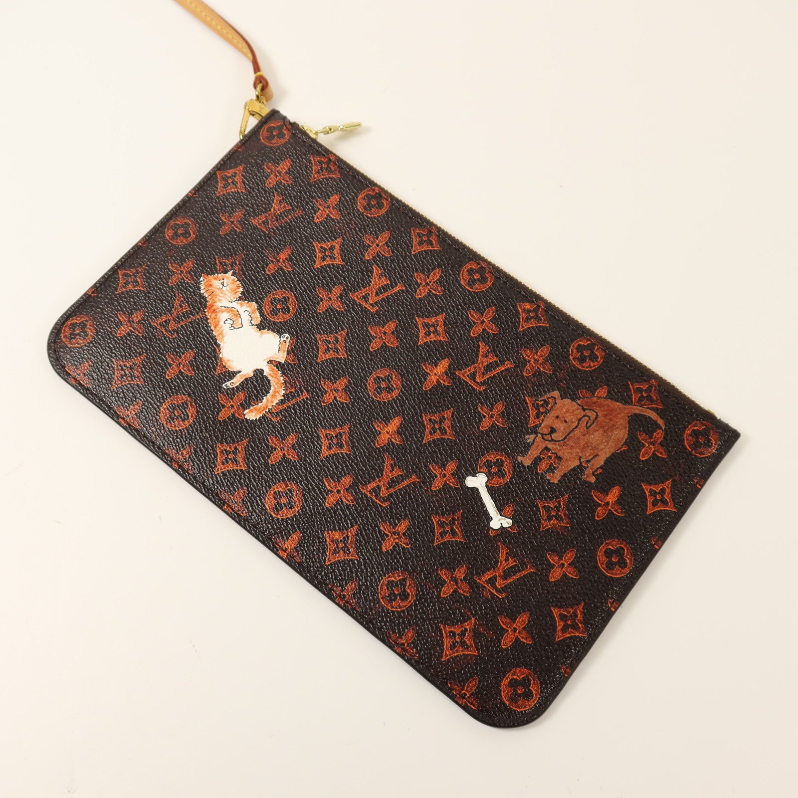 LOUIS VUITTON Catgram Neverfull MM金扣肩背袋
