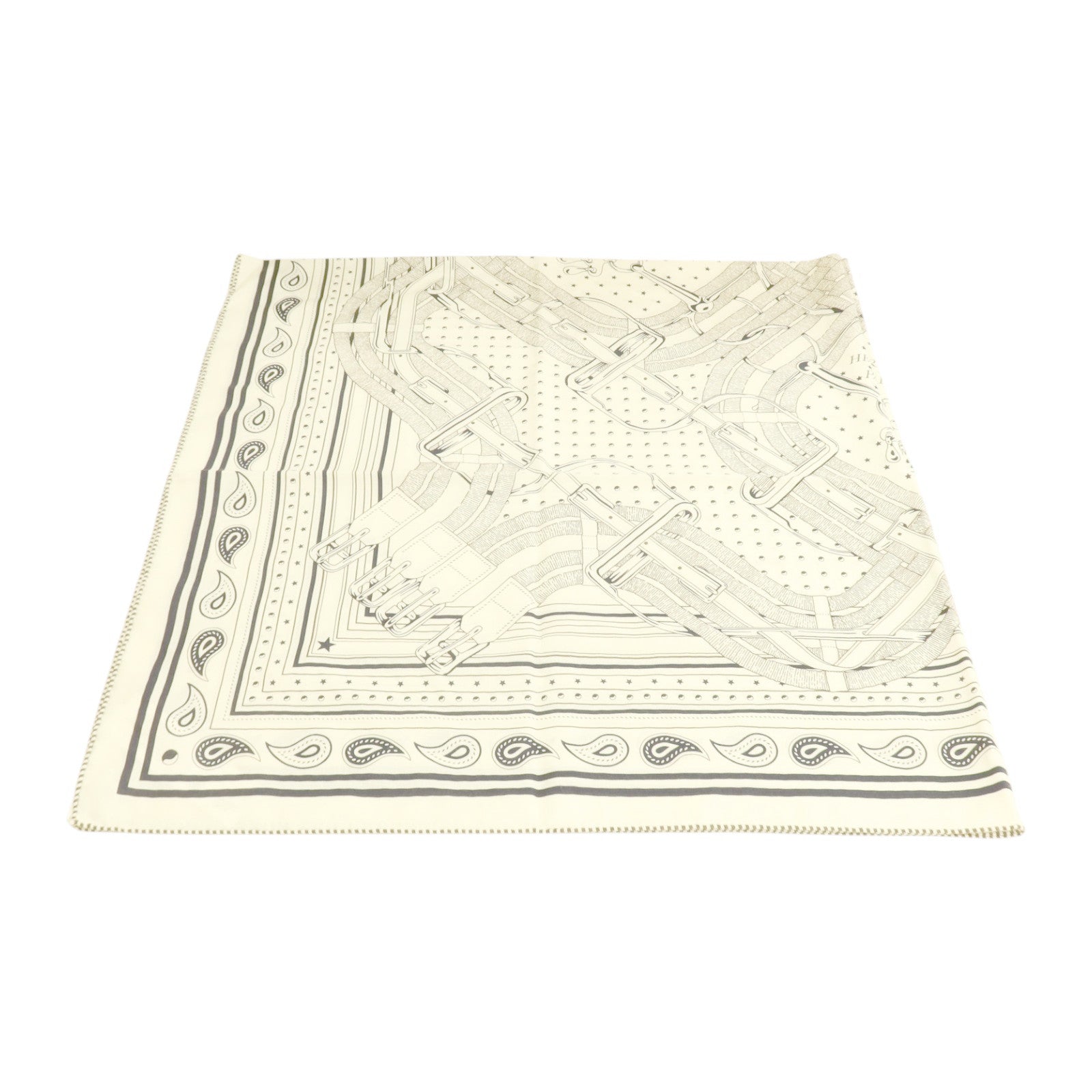HERMES 羊絨/絲質Tatouages Marins Bandana Shawl 140x140cm絲巾