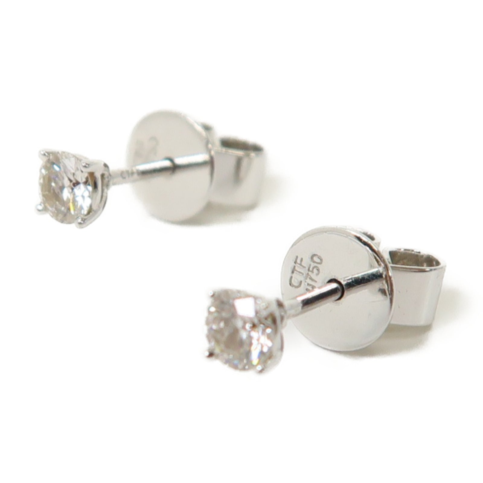 JEWELRY 18K白金Earrings 0.131ct/0.133ct鑽石耳環銀色