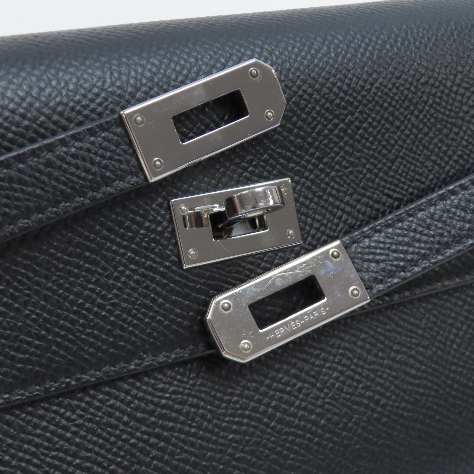 HERMES Togo皮革Kelly To Go銀扣肩背袋Noir/黑色