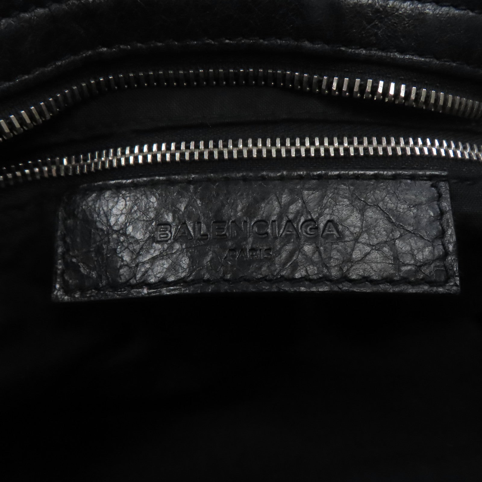 BALENCIAGA 牛皮皮革Giant City Bag銀扣手挽肩背兩用袋黑色