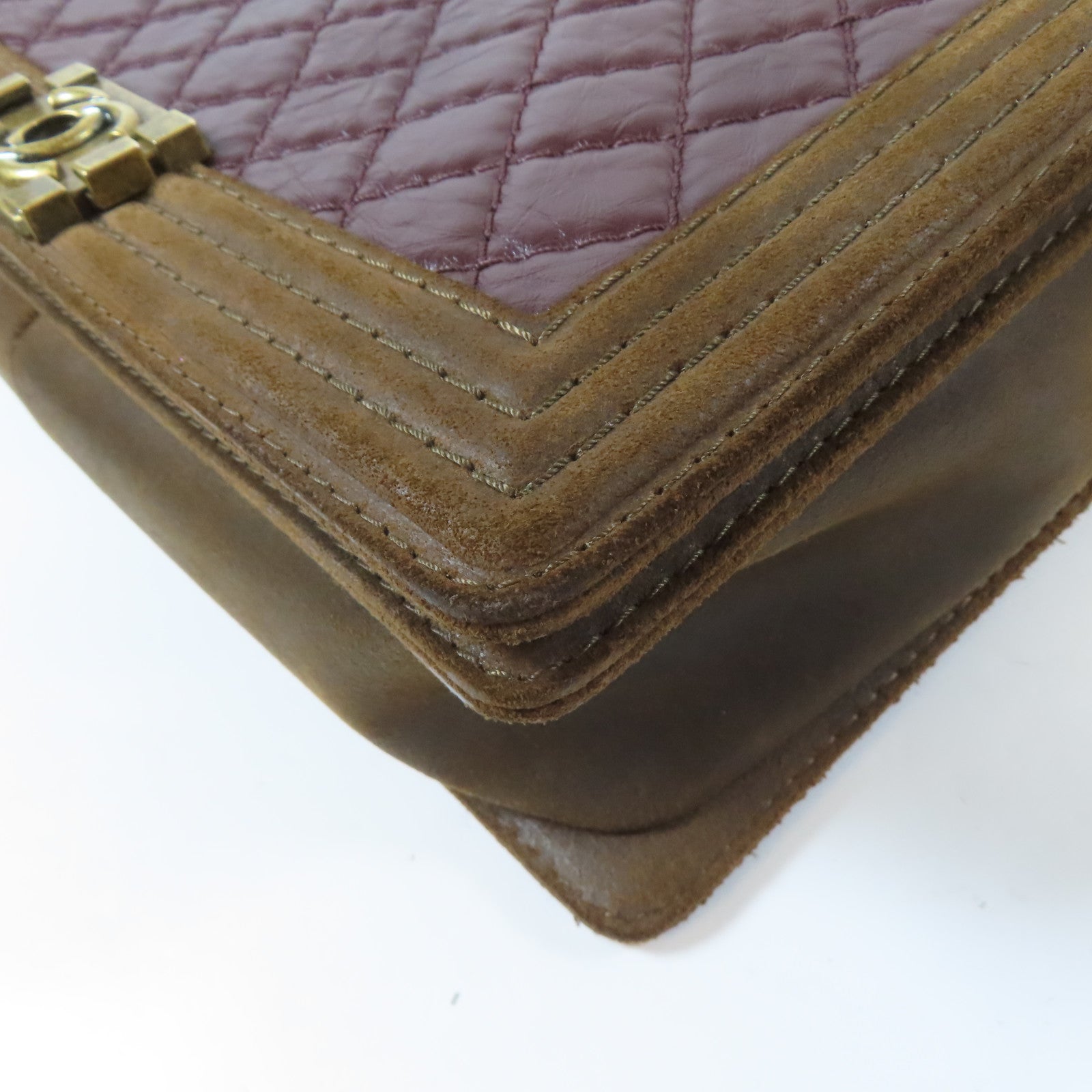 CHANEL 【激減優惠】菱格Caviar皮革Boy 30CM金扣鏈帶肩背袋紅色/啡色