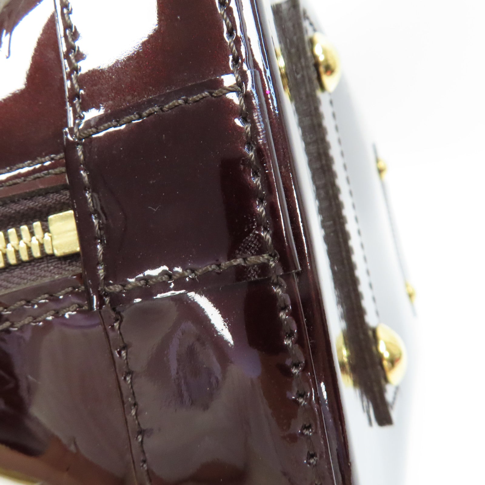 LOUIS VUITTON Vernis Alma PM金扣手挽袋酒紅色
