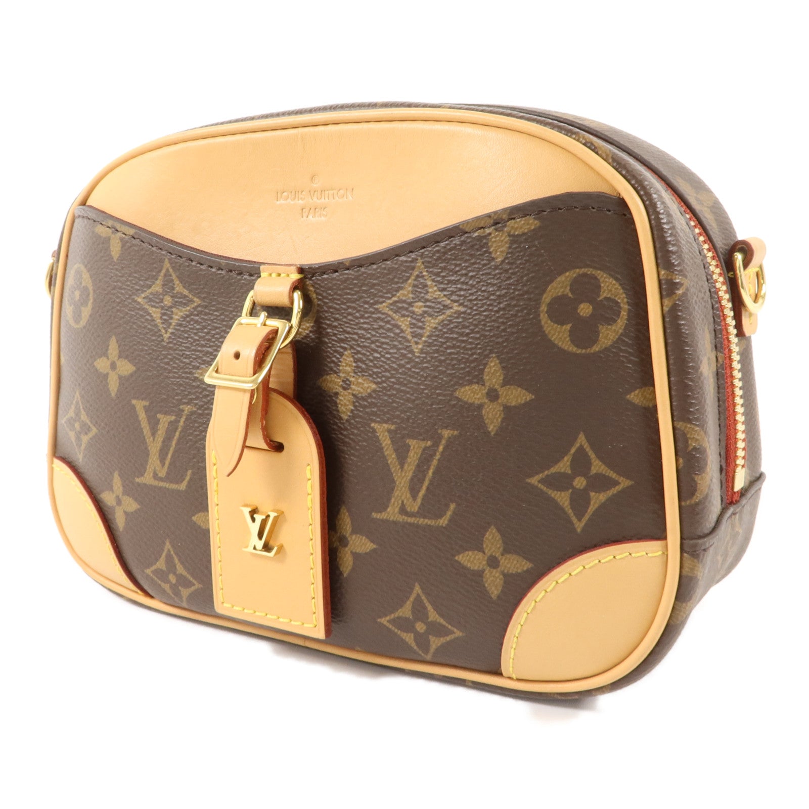 LOUIS VUITTON Monogram Deauville Mini金扣肩背袋棕色