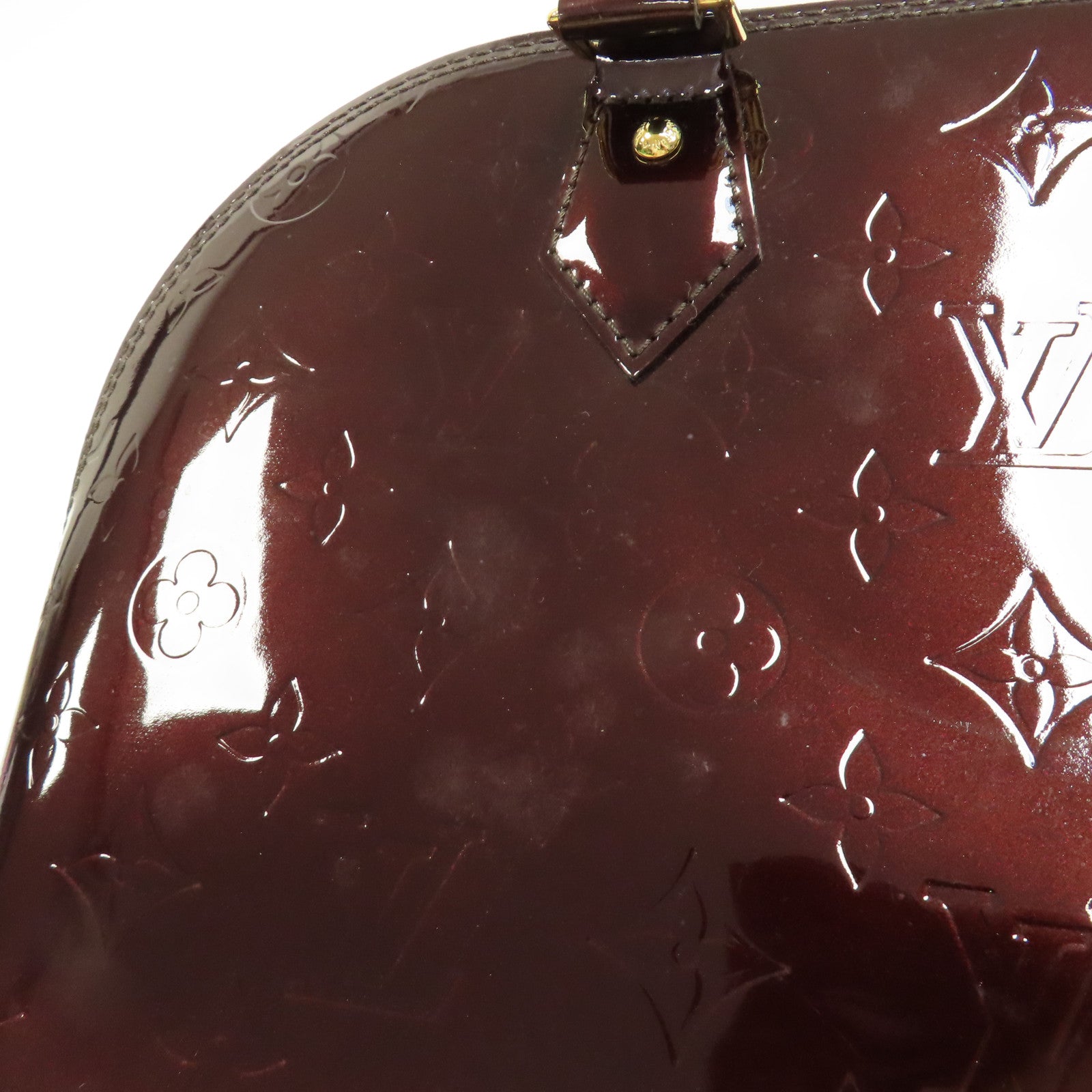 LOUIS VUITTON Vernis Alma PM金扣手挽袋酒紅色