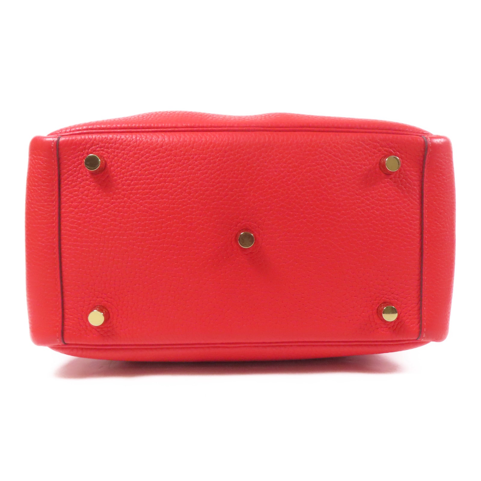 HERMES Clemence皮革Lindy 26金扣手挽肩背兩用袋Rouge Tomate