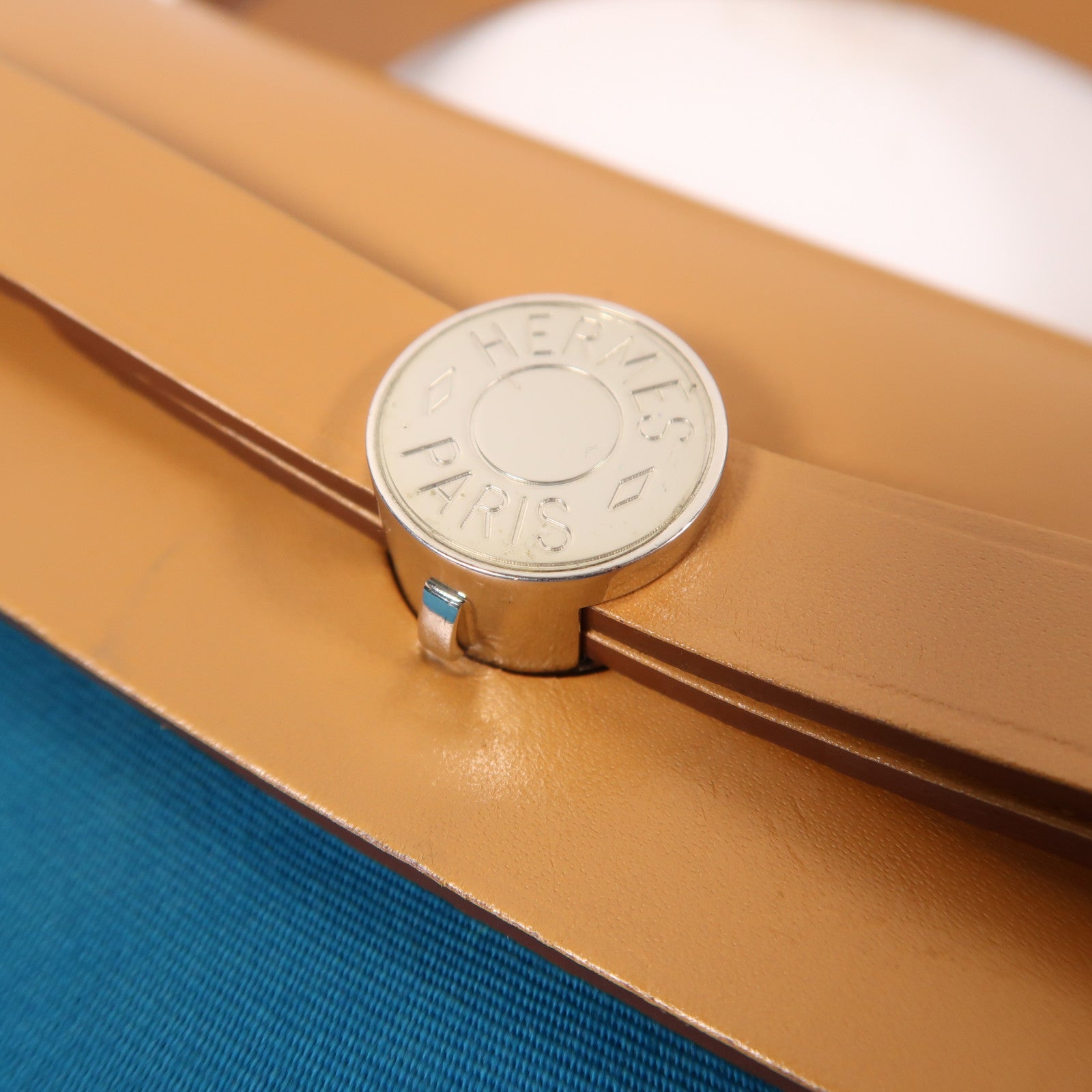 HERMES 【激減優惠】帆布Herbag PM銀扣手挽肩背兩用袋Bleu Aztequ