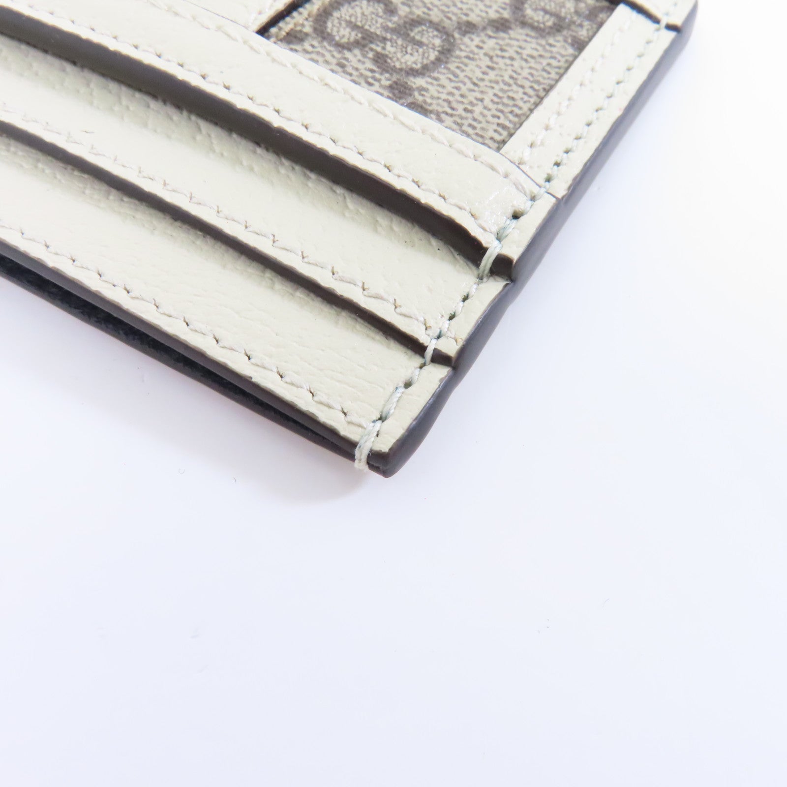 GUCCI 帆布/牛皮皮革Ophidia GG Card Case金扣卡片套白色/灰色