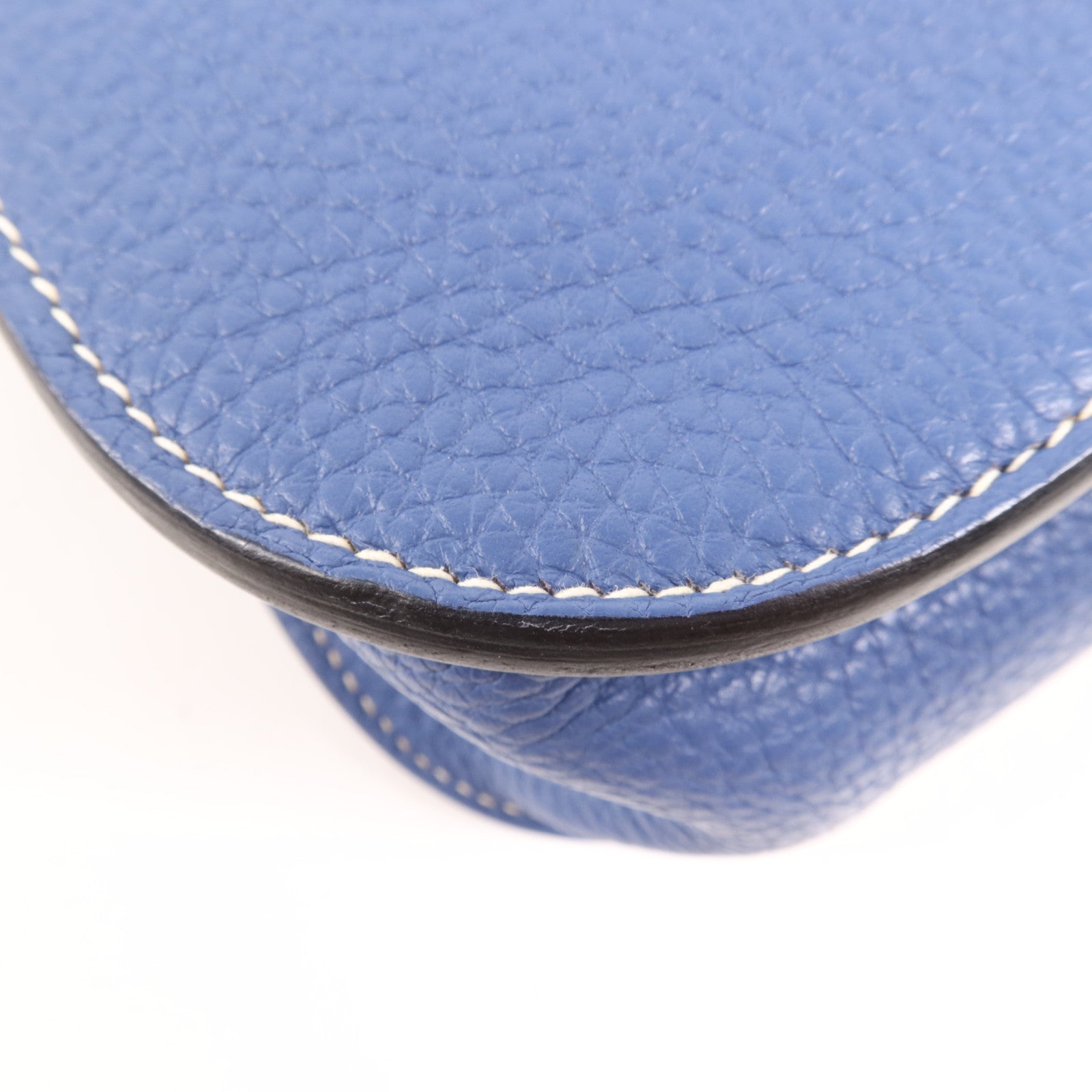 HERMES Clemence皮革 Halzan 31銀扣手挽肩背兩用袋Bleu Agat