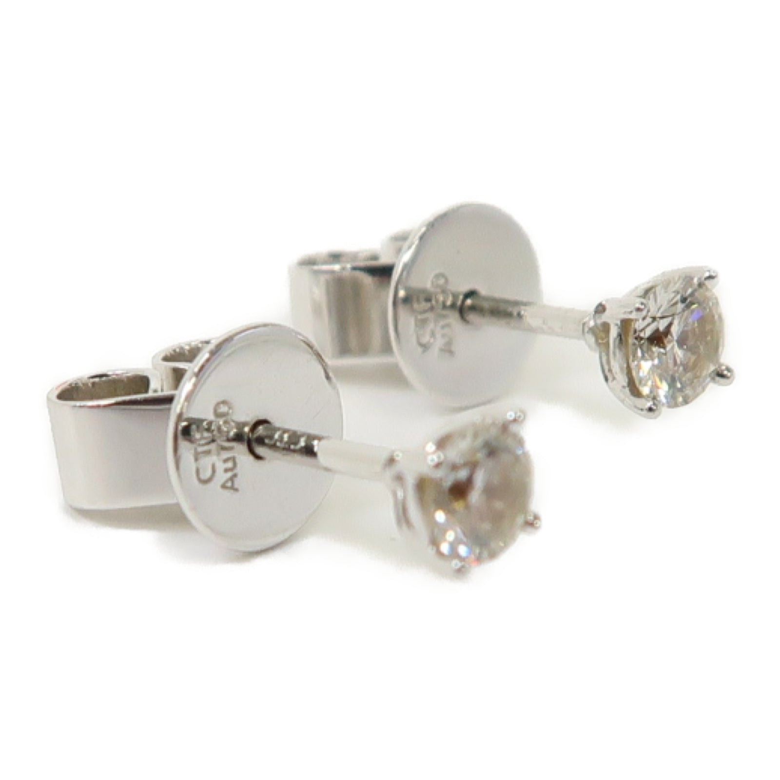JEWELRY 18K白金Earrings 0.131ct/0.133ct鑽石耳環銀色