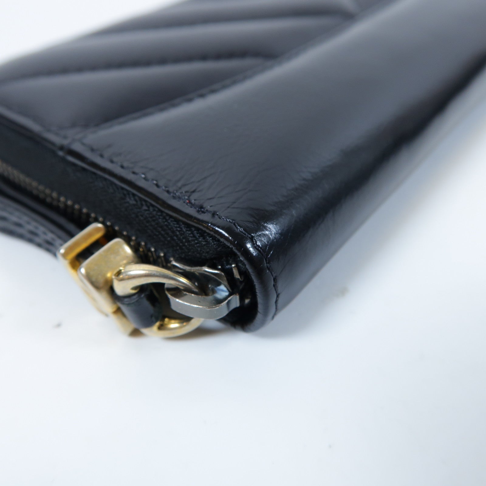 CHANEL 【激減優惠】斜紋牛皮皮革Zipper Wallet金扣拉鍊錢包黑色